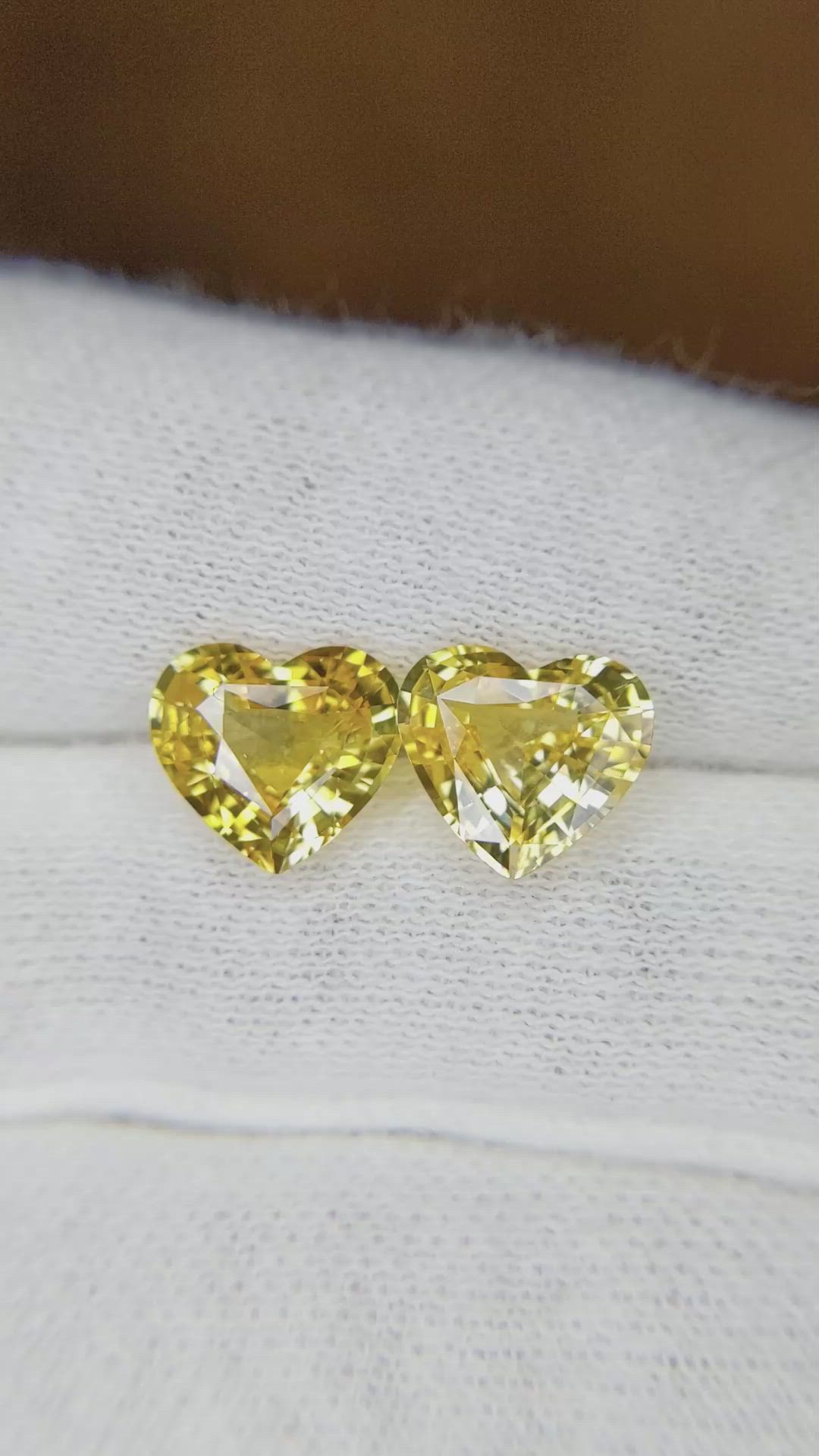 4.71 Ct.Tw.Total Carat Weight Yellow Sapphire Pair from Ceylon (Sri Lanka) Size Video