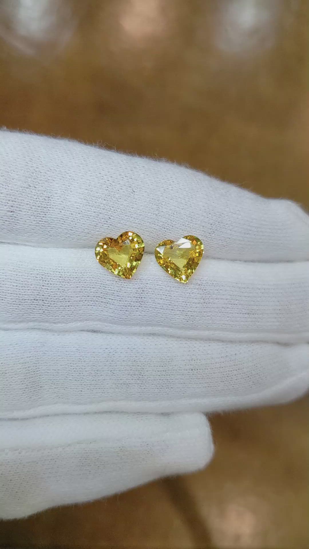 4.01 Ct.Tw.Total Carat Weight Yellow Sapphire Pair from Ceylon (Sri Lanka) Size Video
