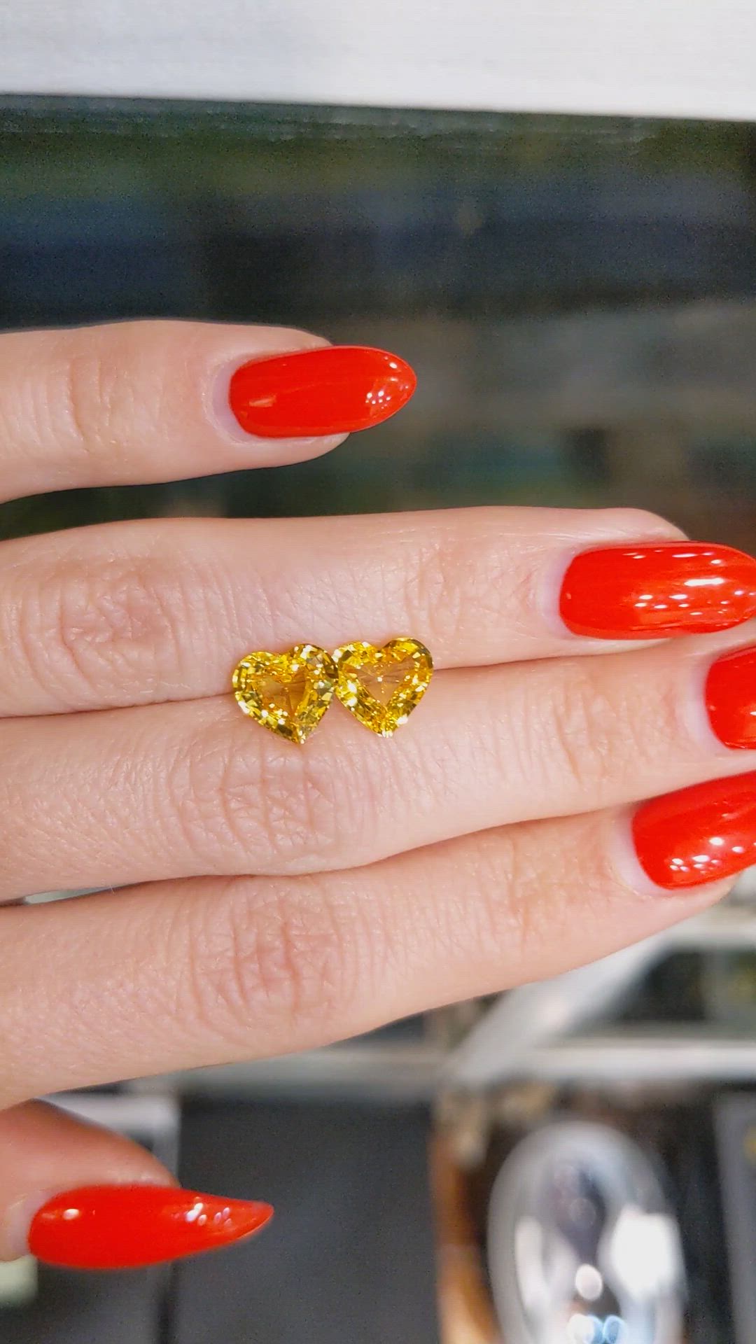 4.01 Ct.Tw.Total Carat Weight Yellow Sapphire Pair from Ceylon (Sri Lanka) Size Video