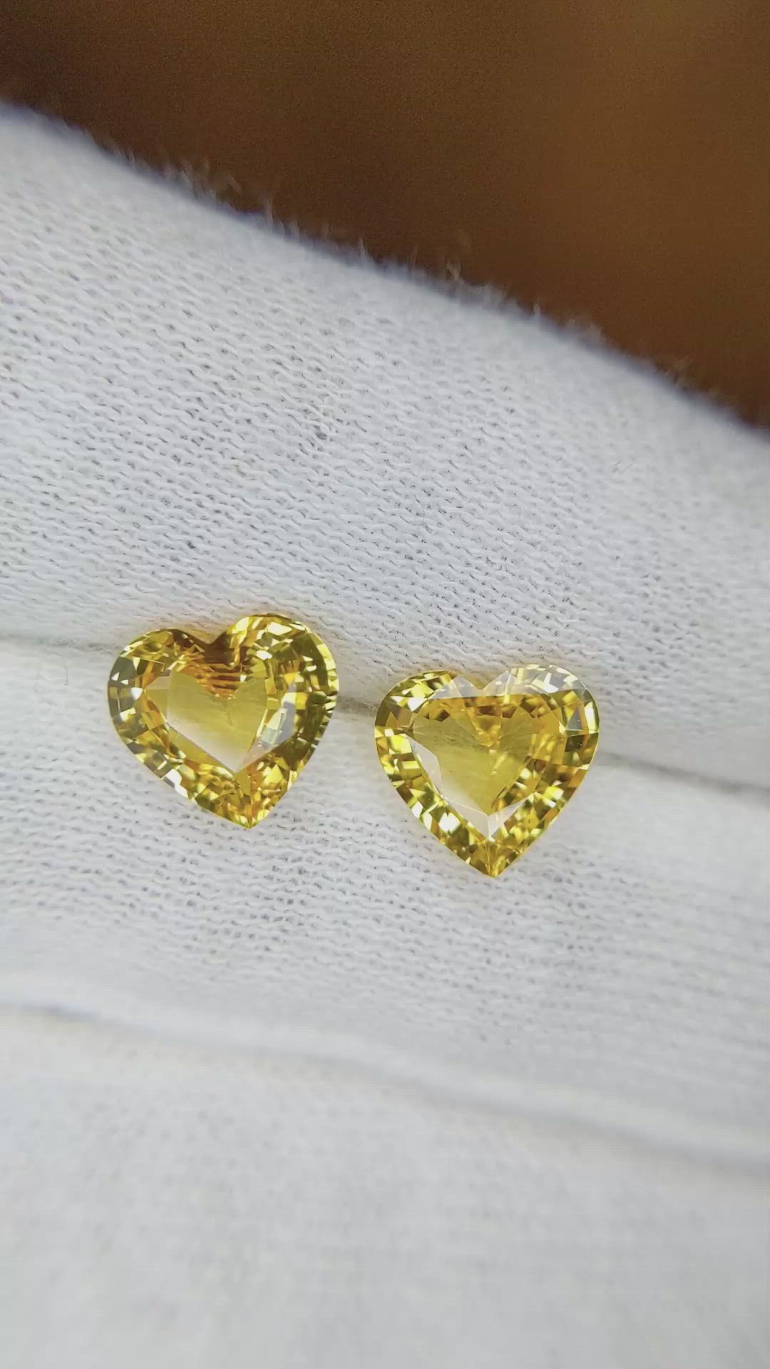 4.01 Ct.Tw.Total Carat Weight Yellow Sapphire Pair from Ceylon (Sri Lanka) Size Video