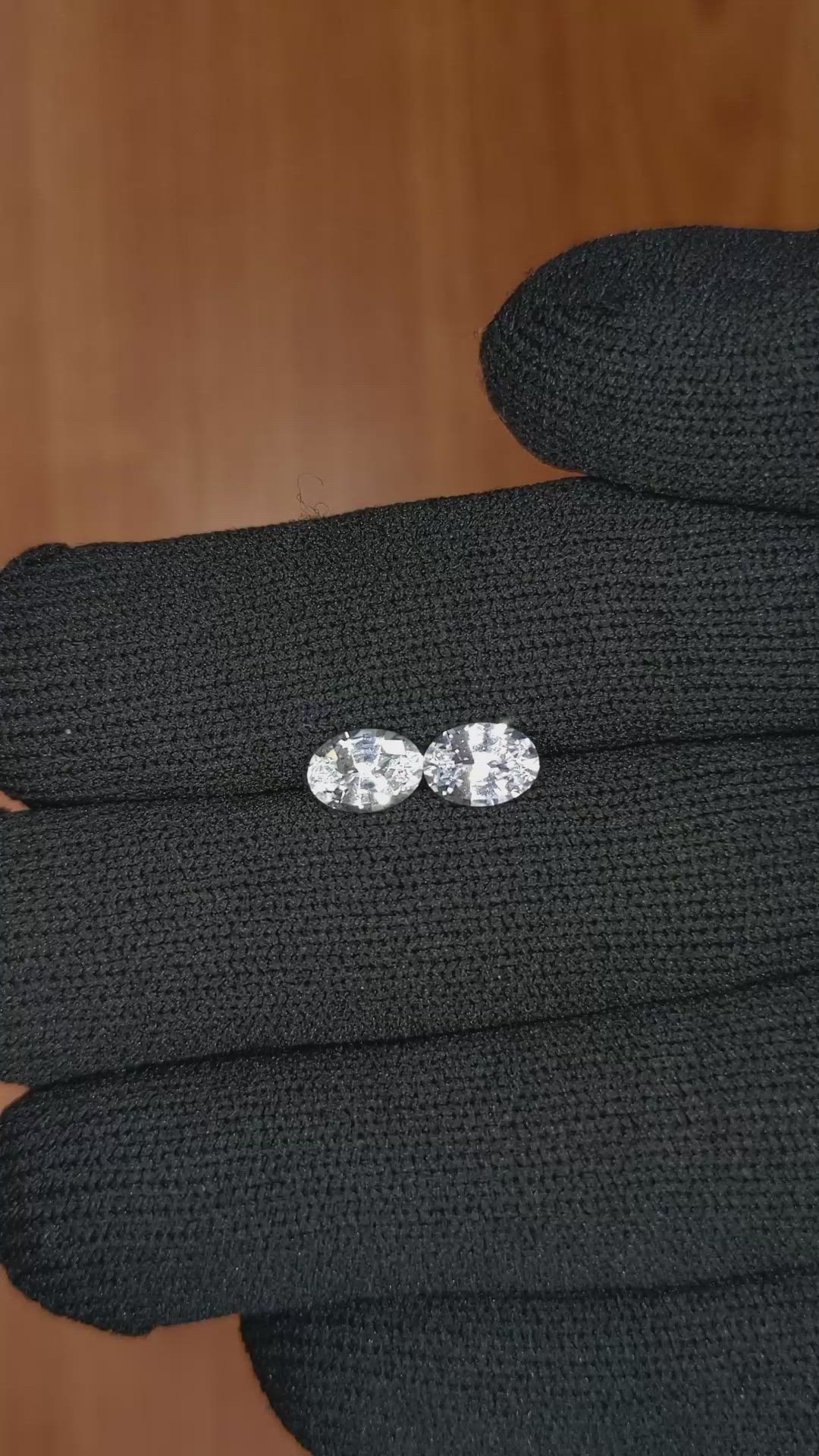 1.81 Ct.Tw.Total Carat Weight White Sapphire Pair from Ceylon (Sri Lanka) Size Video