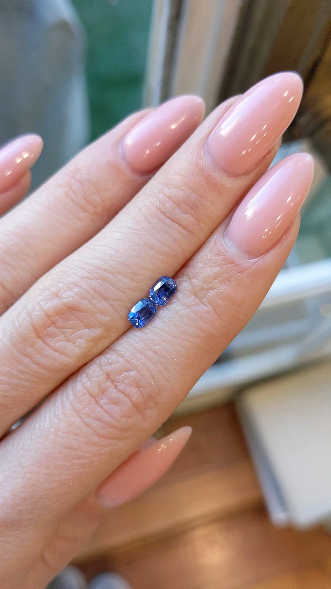 1.02 Ct.Tw.Total Carat Weight Blue Sapphire Pair from Ceylon (Sri Lanka) Size Video