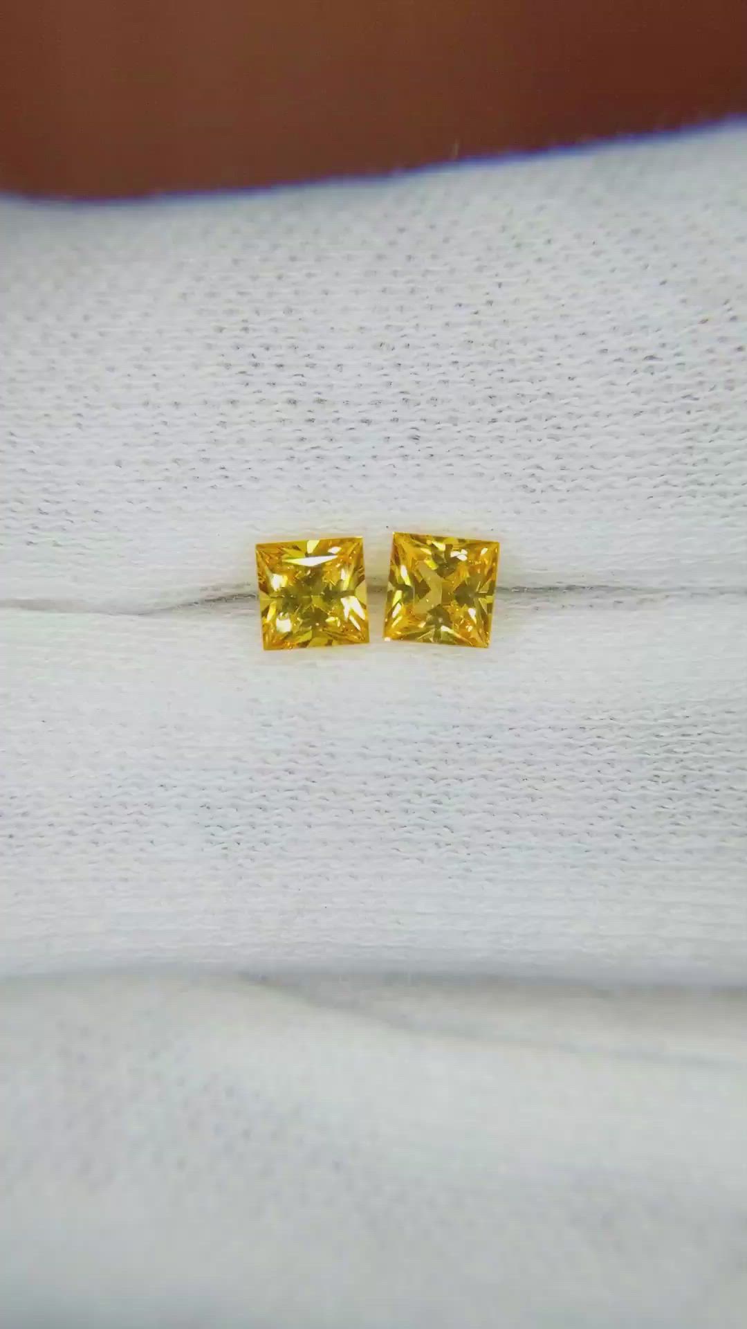 0.80 Ct.Tw.Total Carat Weight Yellow Sapphire Pair from Ceylon (Sri Lanka) Size Video