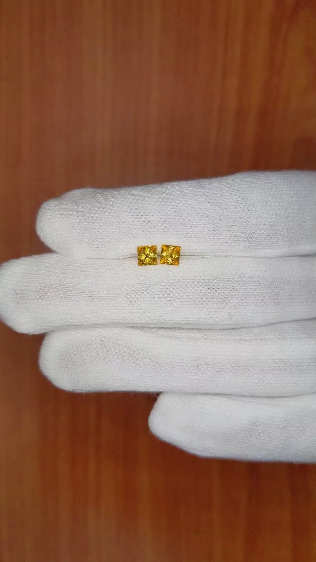 0.80 Ct.Tw.Total Carat Weight Yellow Sapphire Pair from Ceylon (Sri Lanka) Size Video