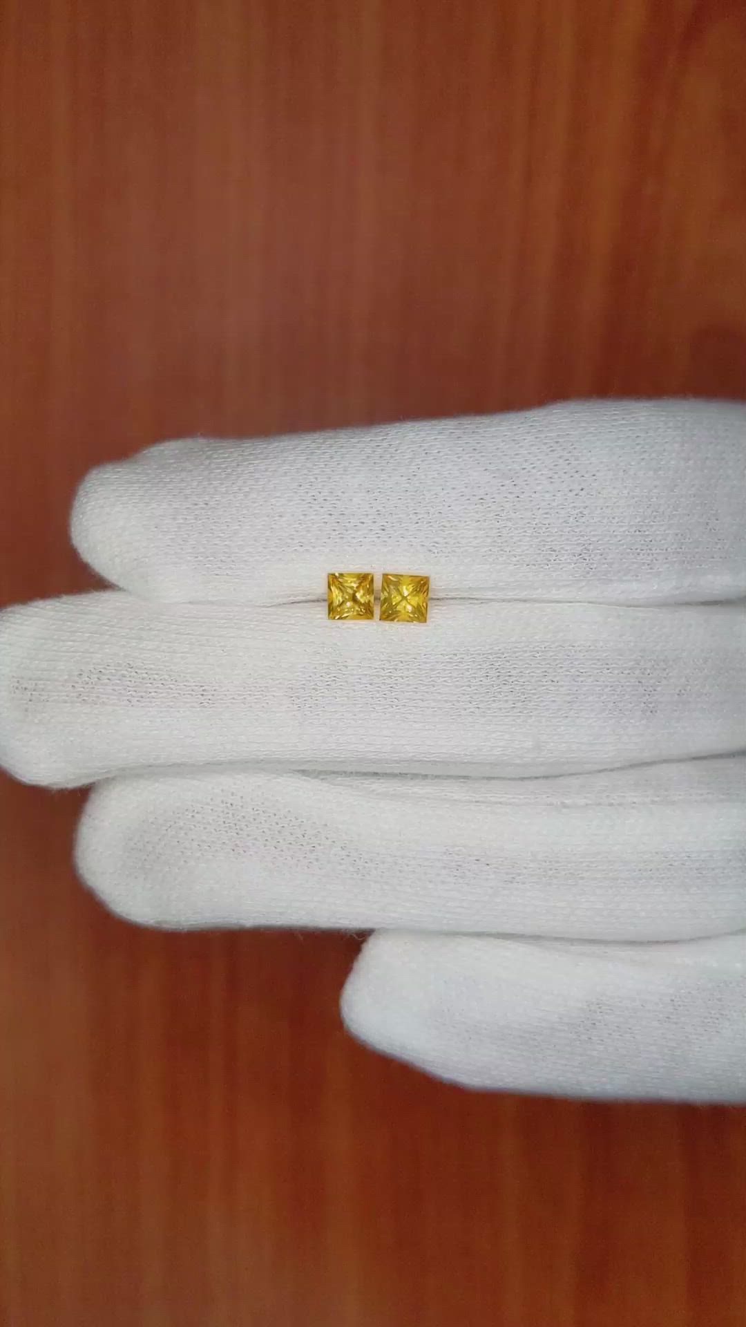 0.80 Ct.Tw.Total Carat Weight Yellow Sapphire Pair from Ceylon (Sri Lanka) Size Video