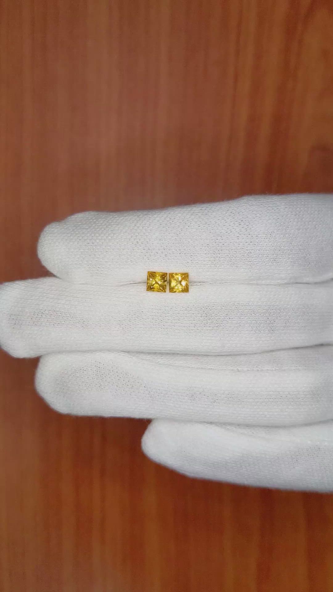 0.85 Ct.Tw.Total Carat Weight Yellow Sapphire Pair from Ceylon (Sri Lanka) Size Video