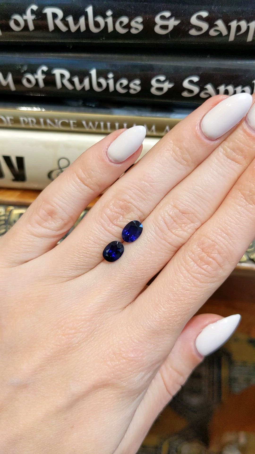 2.68&nbsp;Ct.Tw.Total Carat Weight Blue Sapphire Pair from Ceylon (Sri Lanka) Size Video