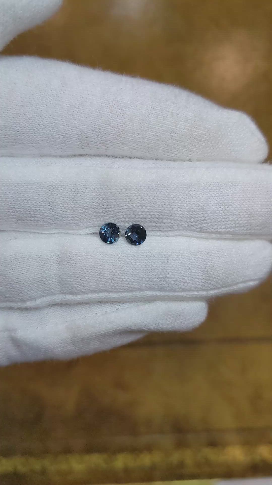 1.06 Ct.Tw.Total Carat Weight Greenish Blue Sapphire Pair from Ceylon (Sri Lanka) Size Video