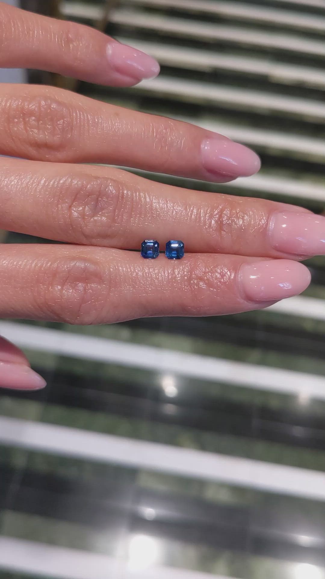 0.76&nbsp;Ct.Tw.Total Carat Weight Blue Sapphire Pair from Ceylon (Sri Lanka) Size Video