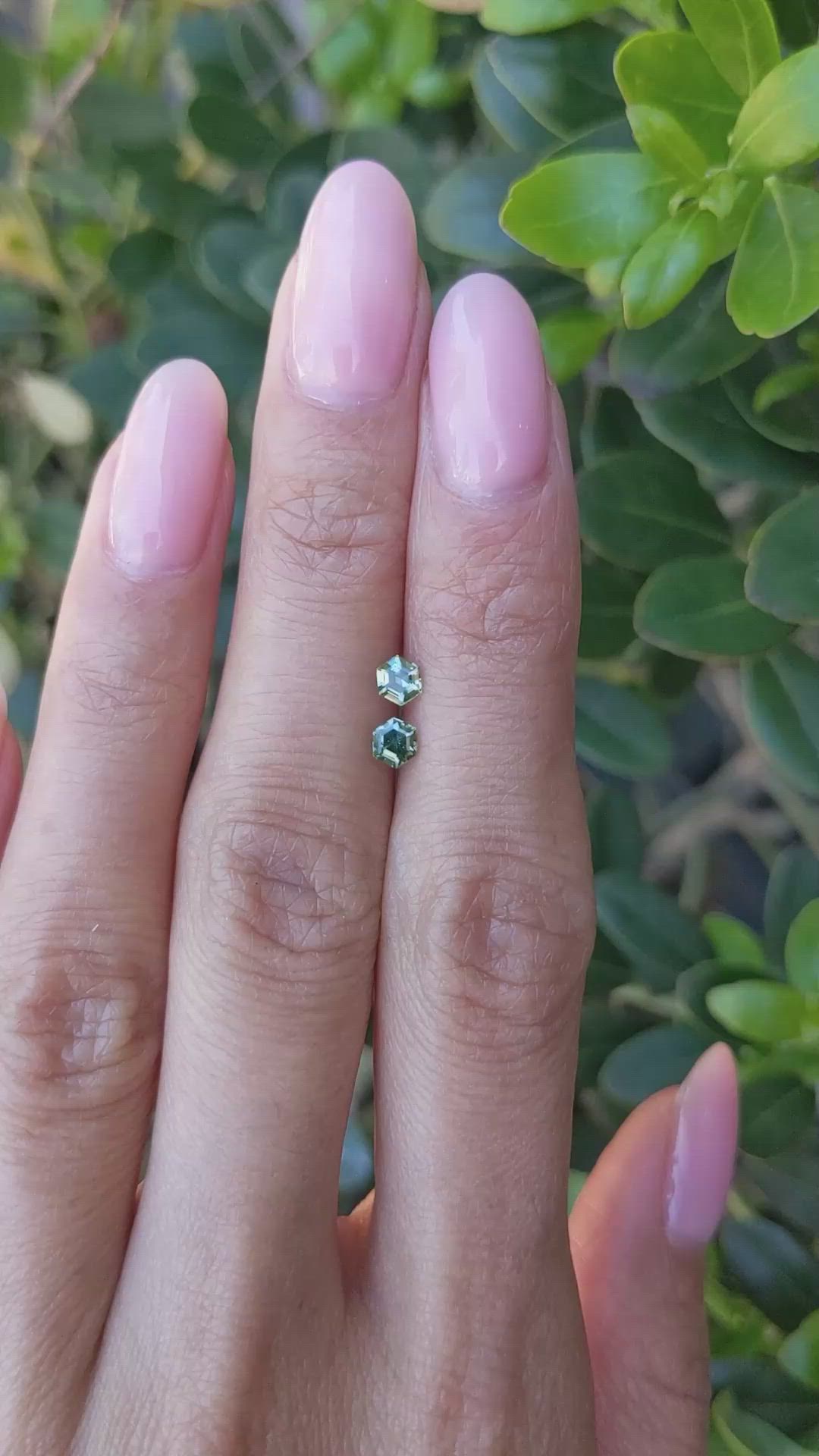 0.56 Ct.Tw.Total Carat Weight Bluish Green Sapphire Pair from Ceylon (Sri Lanka) Size Video