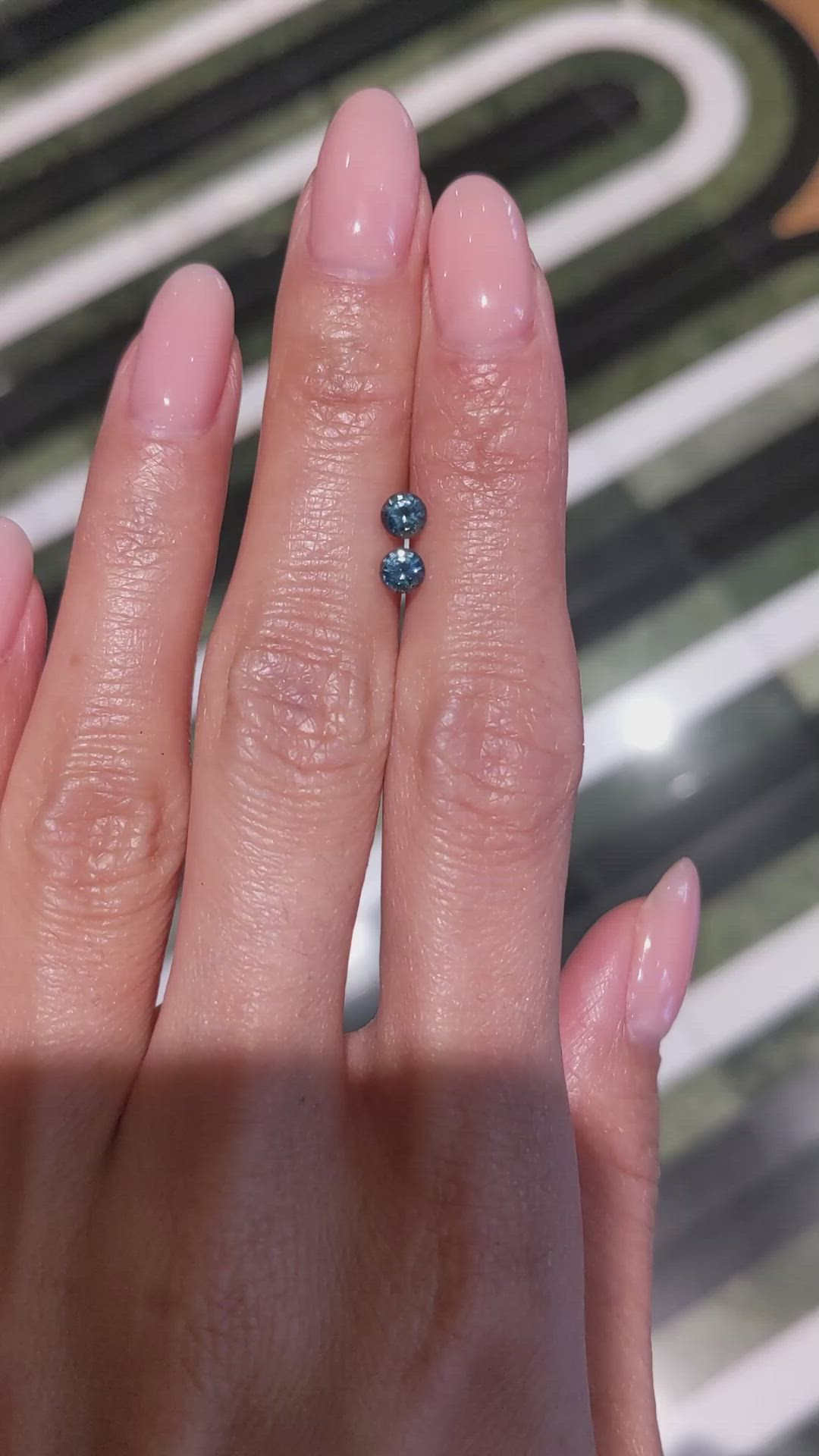 0.69&nbsp;Ct.Tw.Total Carat Weight Greenish Blue Sapphire Pair from Ceylon (Sri Lanka) Size Video