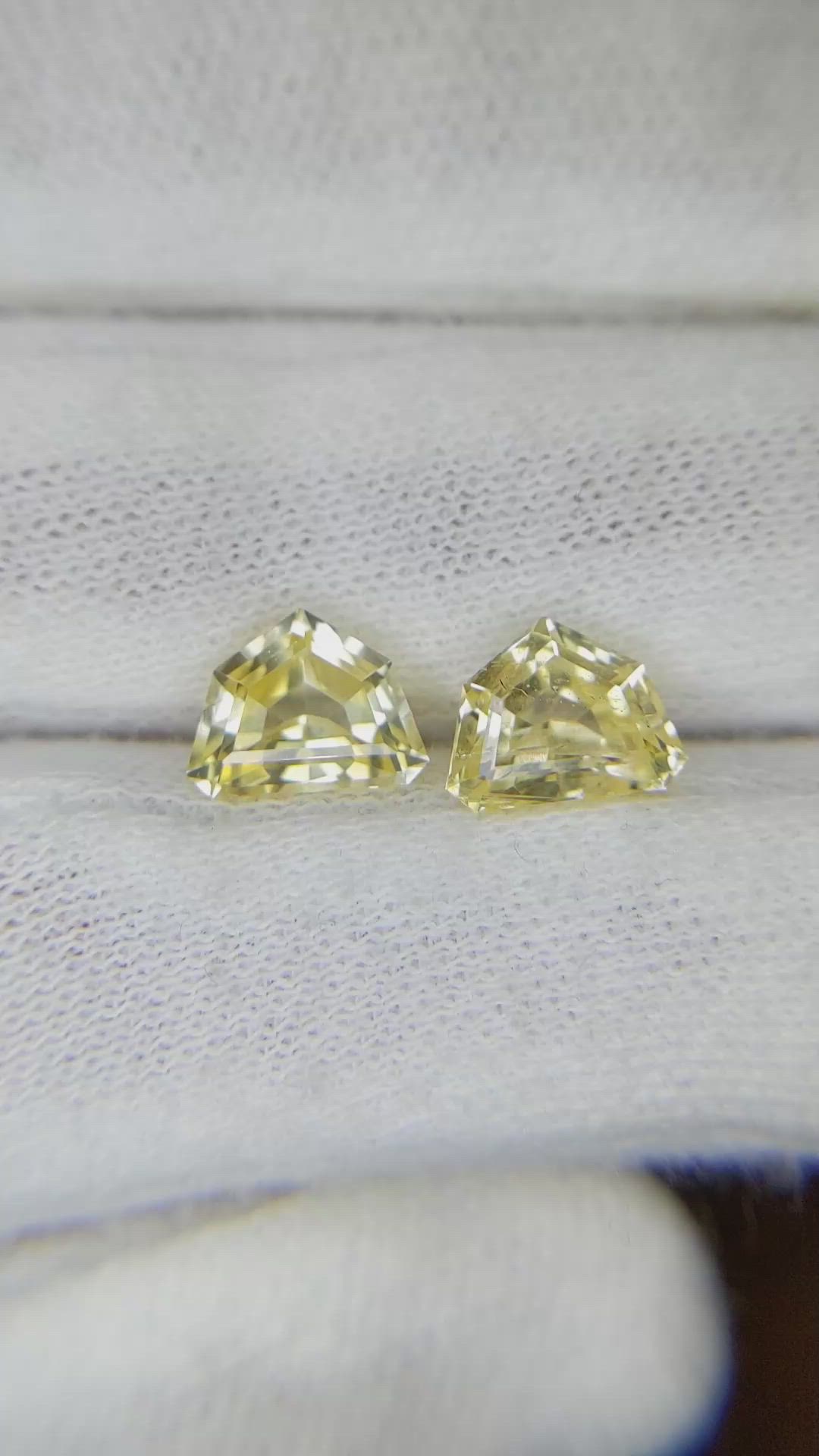 4.39 Ct.Tw.Total Carat Weight Yellow Sapphire Pair from Ceylon (Sri Lanka) Size Video