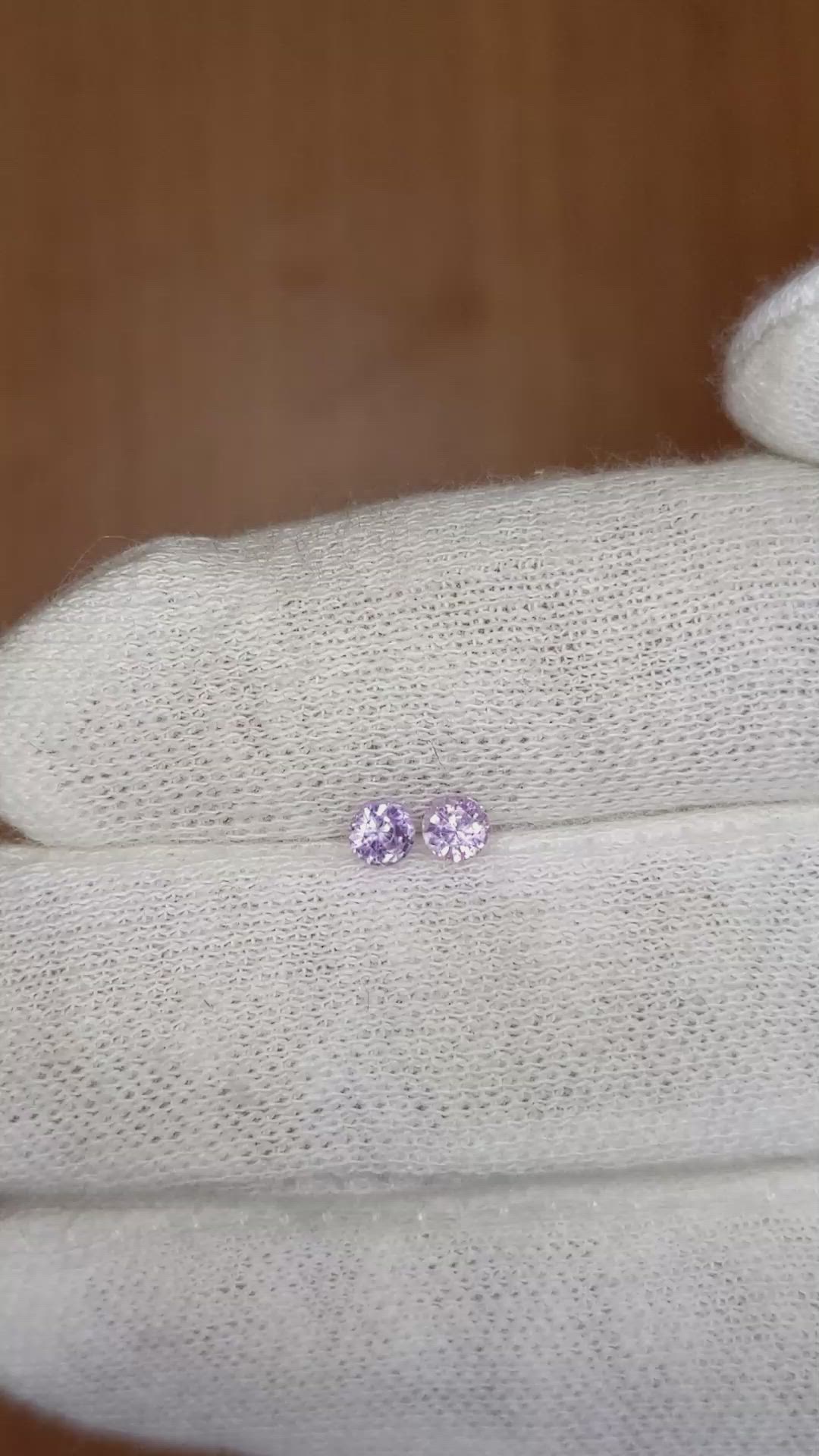 0.38 Ct.Tw.Total Carat Weight Purple Sapphire Pair from Ceylon (Sri Lanka) Size Video