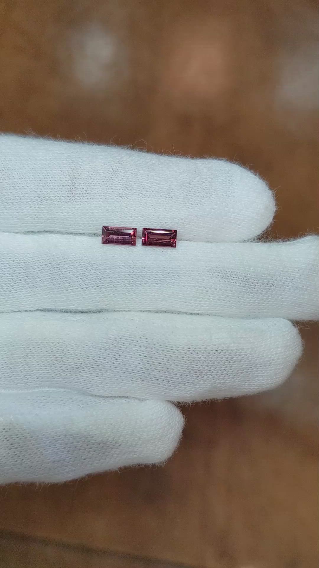 0.78 Ct.Tw.Total Carat Weight Reddish Pink Sapphire Pair from Ceylon (Sri Lanka) Size Video