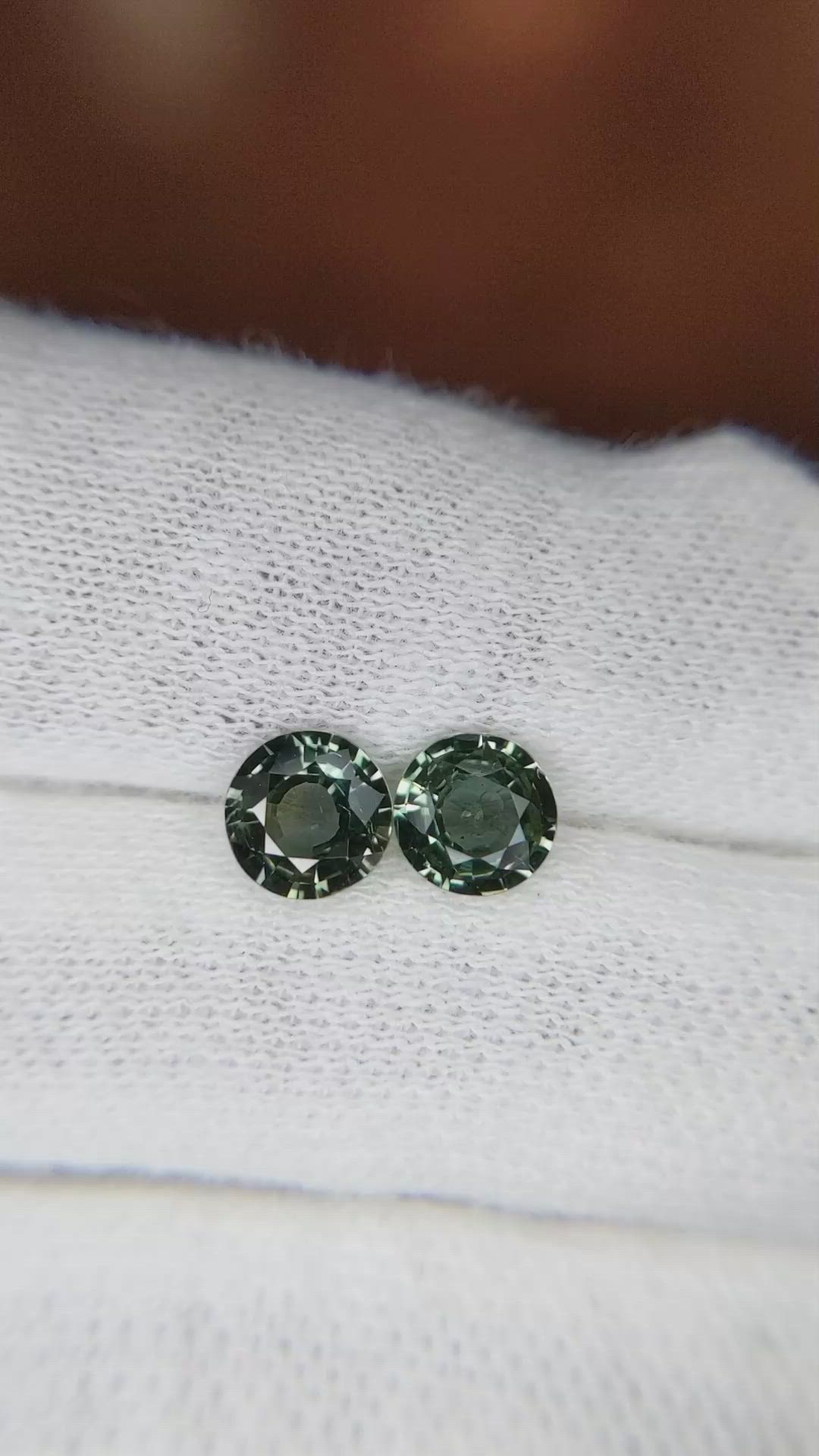 1.72 Ct.Tw.Total Carat Weight Green Sapphire Pair from Ceylon (Sri Lanka) Size Video