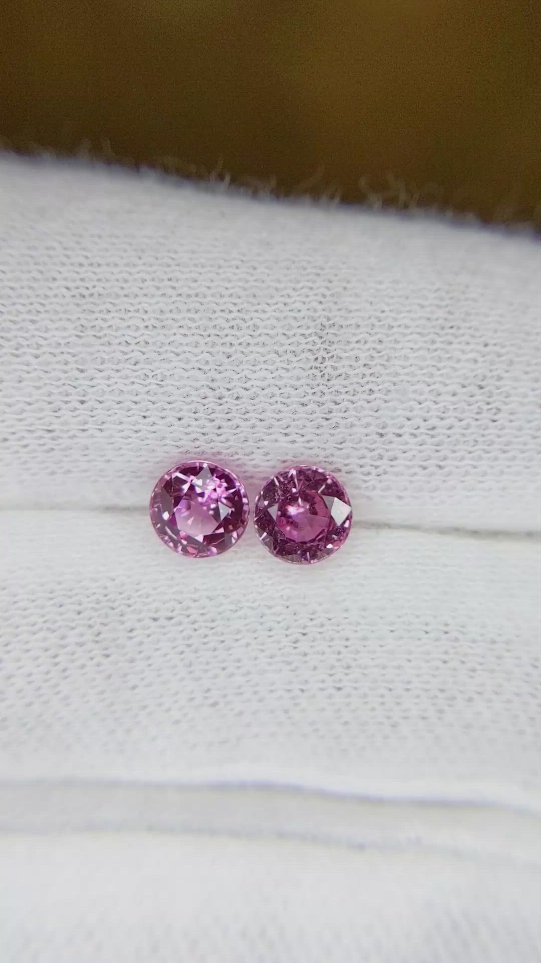 1.88 Ct.Tw.Total Carat Weight Pink Sapphire Pair from Ceylon (Sri Lanka) Size Video