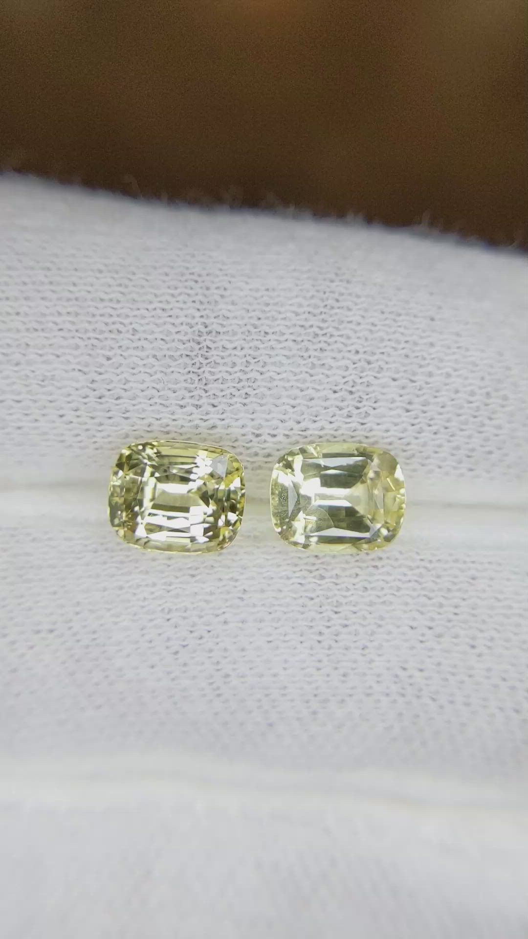 4.33 Ct.Tw.Total Carat Weight Yellow Sapphire Pair from Ceylon (Sri Lanka) Size Video