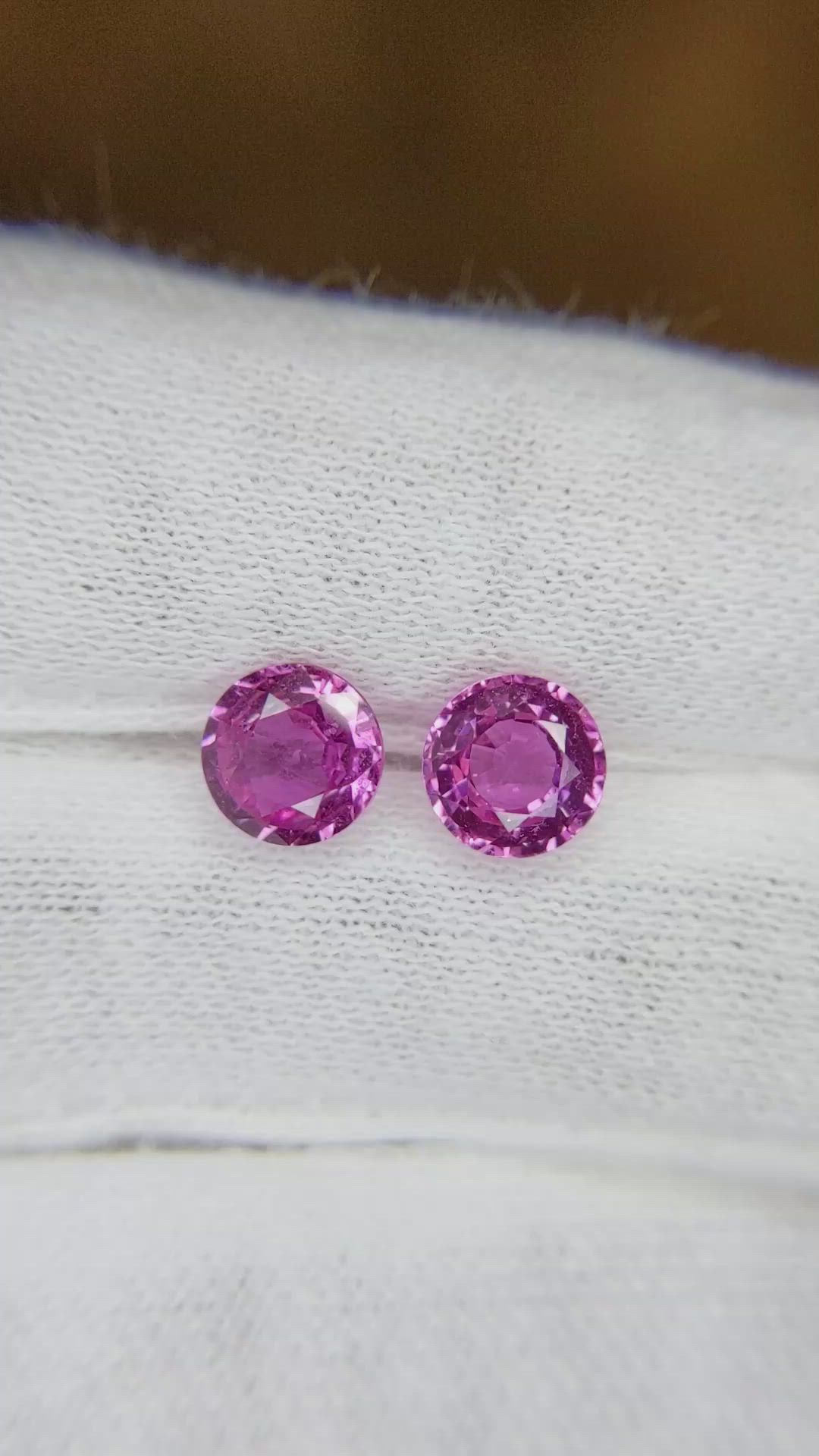 2.71 Ct.Tw.Total Carat Weight Pink Sapphire Pair from Ceylon (Sri Lanka) Size Video