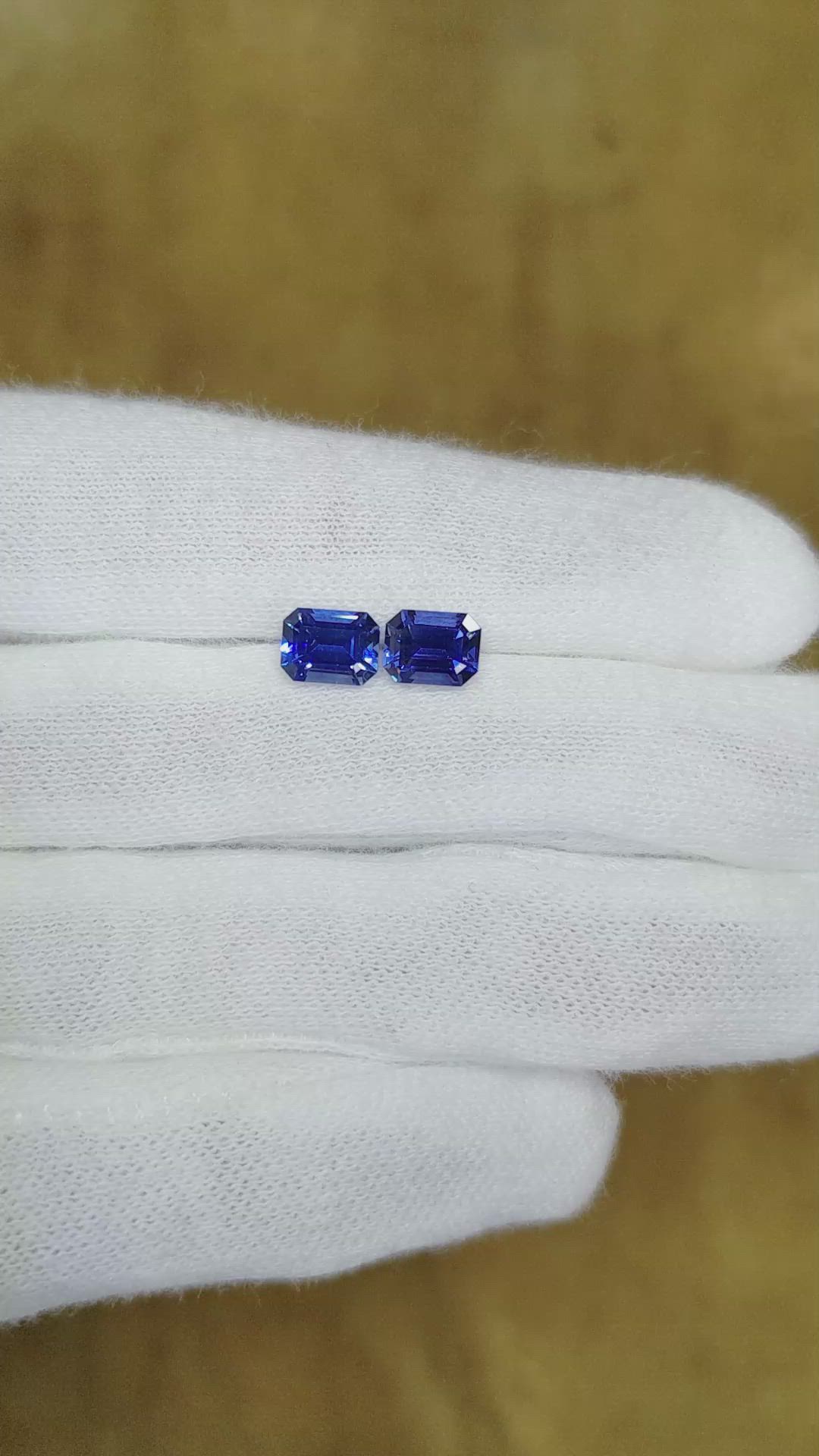 2.40 Ct.Tw.Total Carat Weight Blue Sapphire Pair from Ceylon (Sri Lanka) Size Video