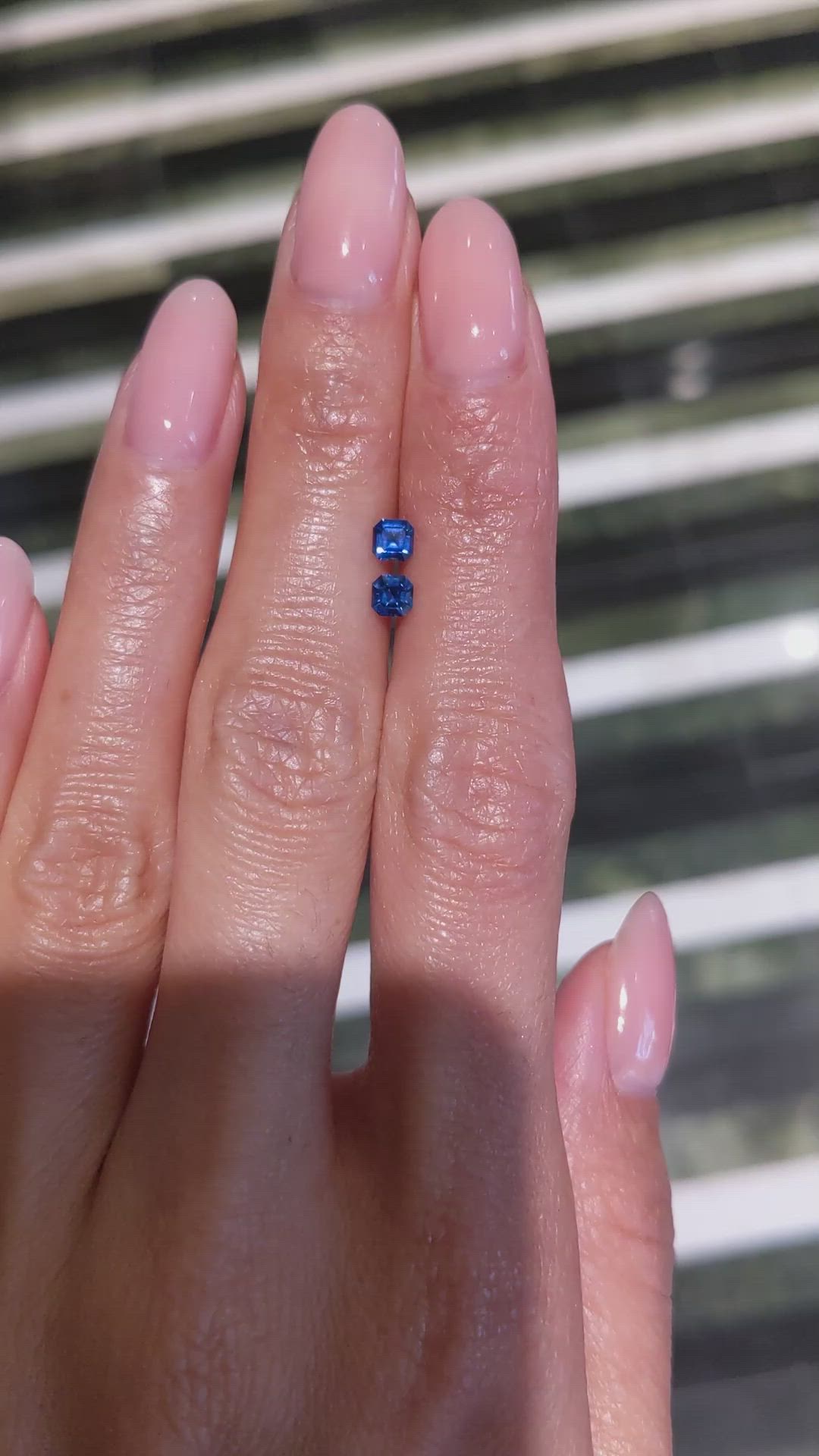 0.55 Ct.Tw.Total Carat Weight Blue Sapphire Pair from Ceylon (Sri Lanka) Size Video