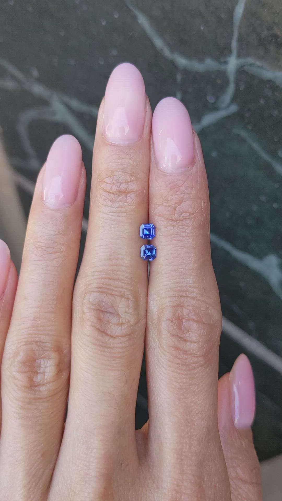 0.55 Ct.Tw.Total Carat Weight Blue Sapphire Pair from Ceylon (Sri Lanka) Size Video