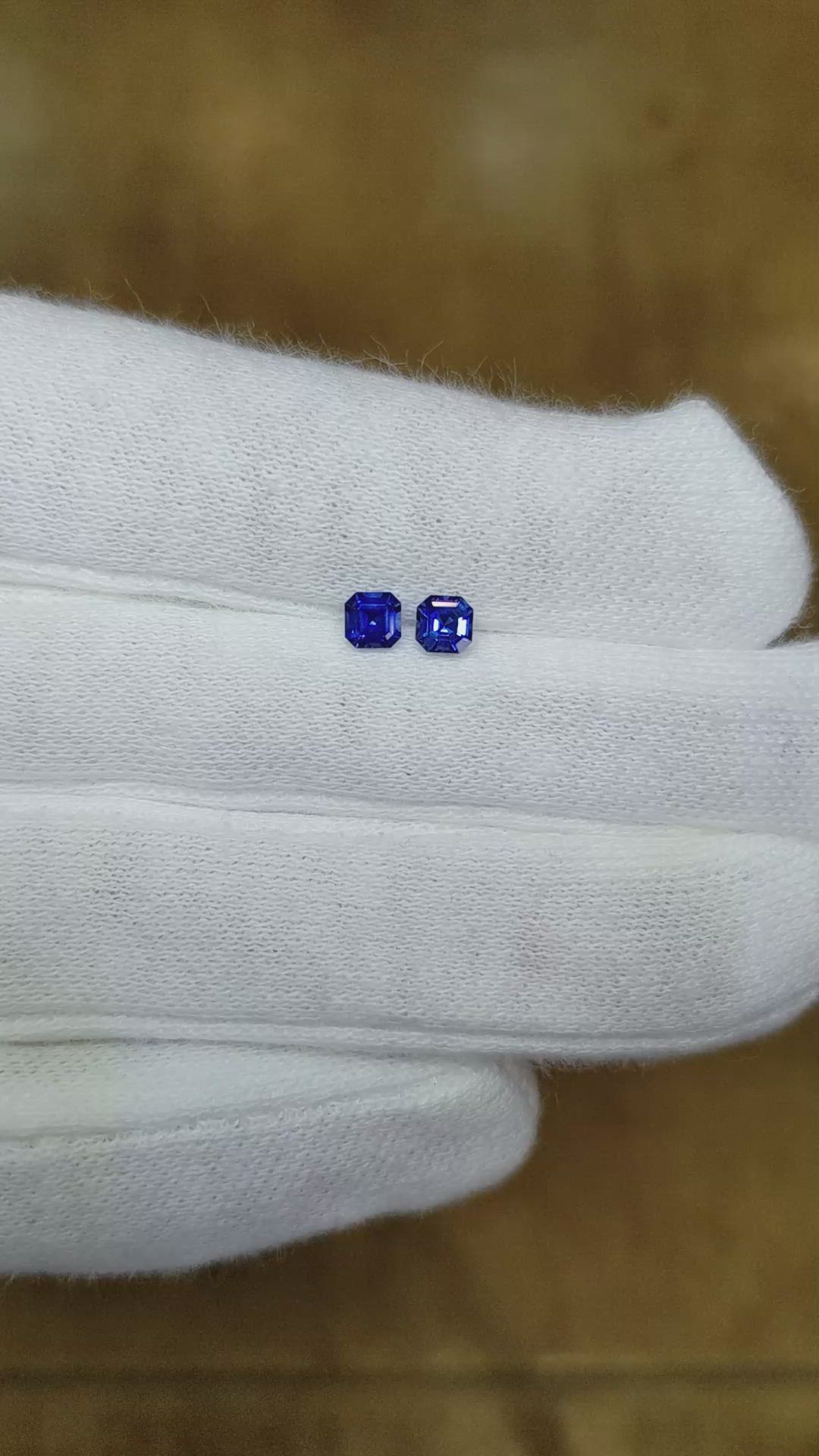 0.55 Ct.Tw.Total Carat Weight Blue Sapphire Pair from Ceylon (Sri Lanka) Size Video