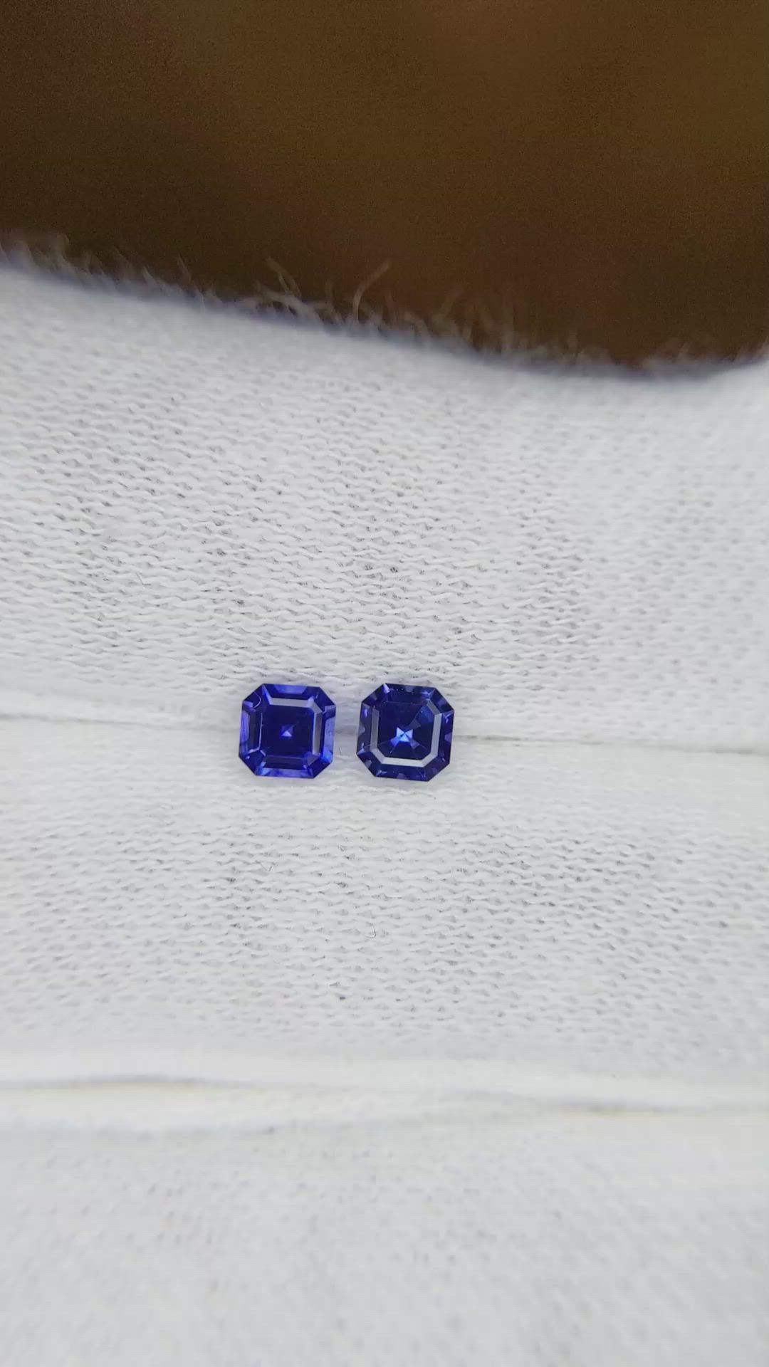 0.55 Ct.Tw.Total Carat Weight Blue Sapphire Pair from Ceylon (Sri Lanka) Size Video