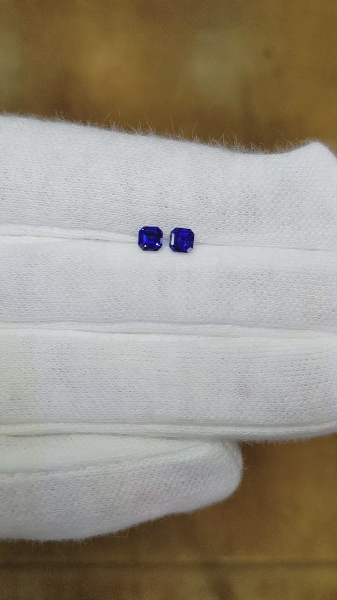 0.55 Ct.Tw.Total Carat Weight Blue Sapphire Pair from Ceylon (Sri Lanka) Size Video