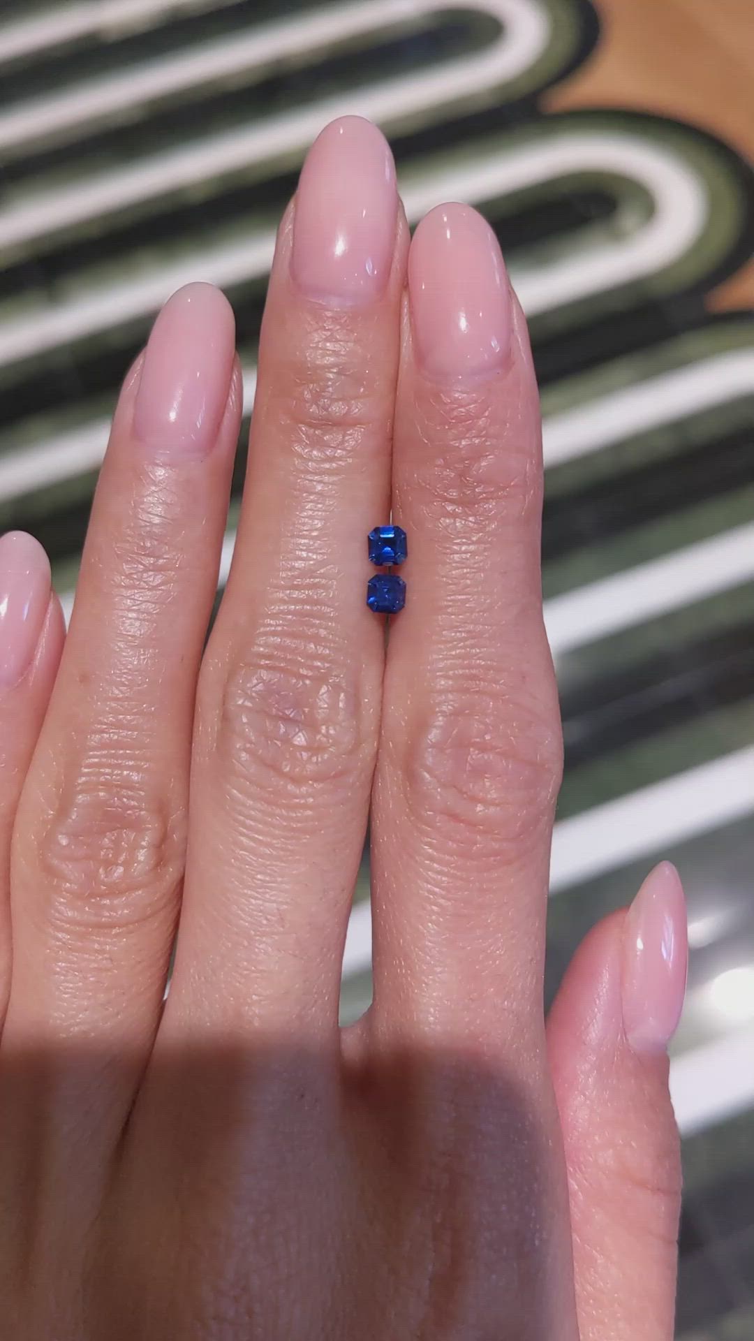0.55 Ct.Tw.Total Carat Weight Blue Sapphire Pair from Ceylon (Sri Lanka) Size Video