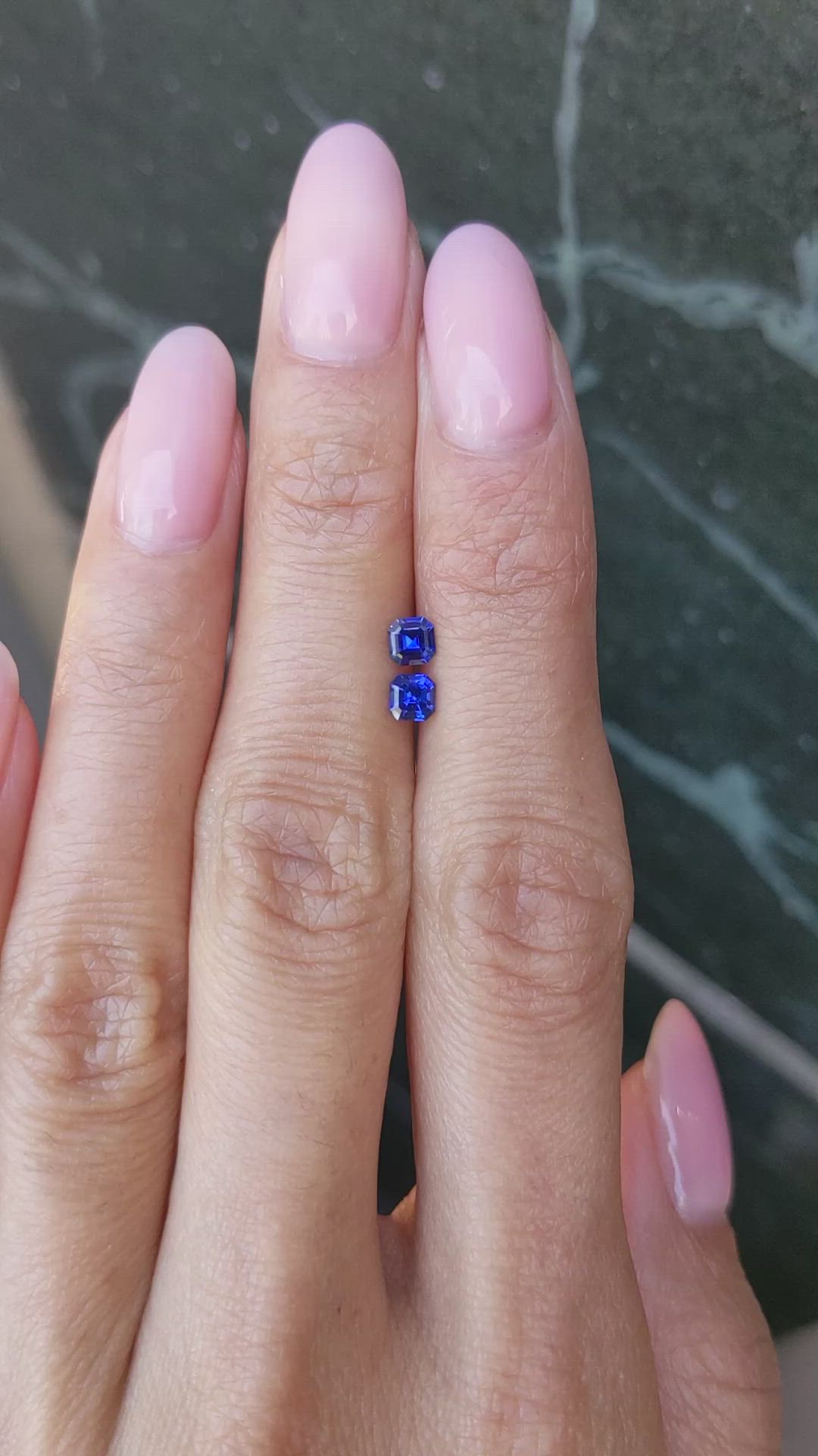 0.55 Ct.Tw.Total Carat Weight Blue Sapphire Pair from Ceylon (Sri Lanka) Size Video