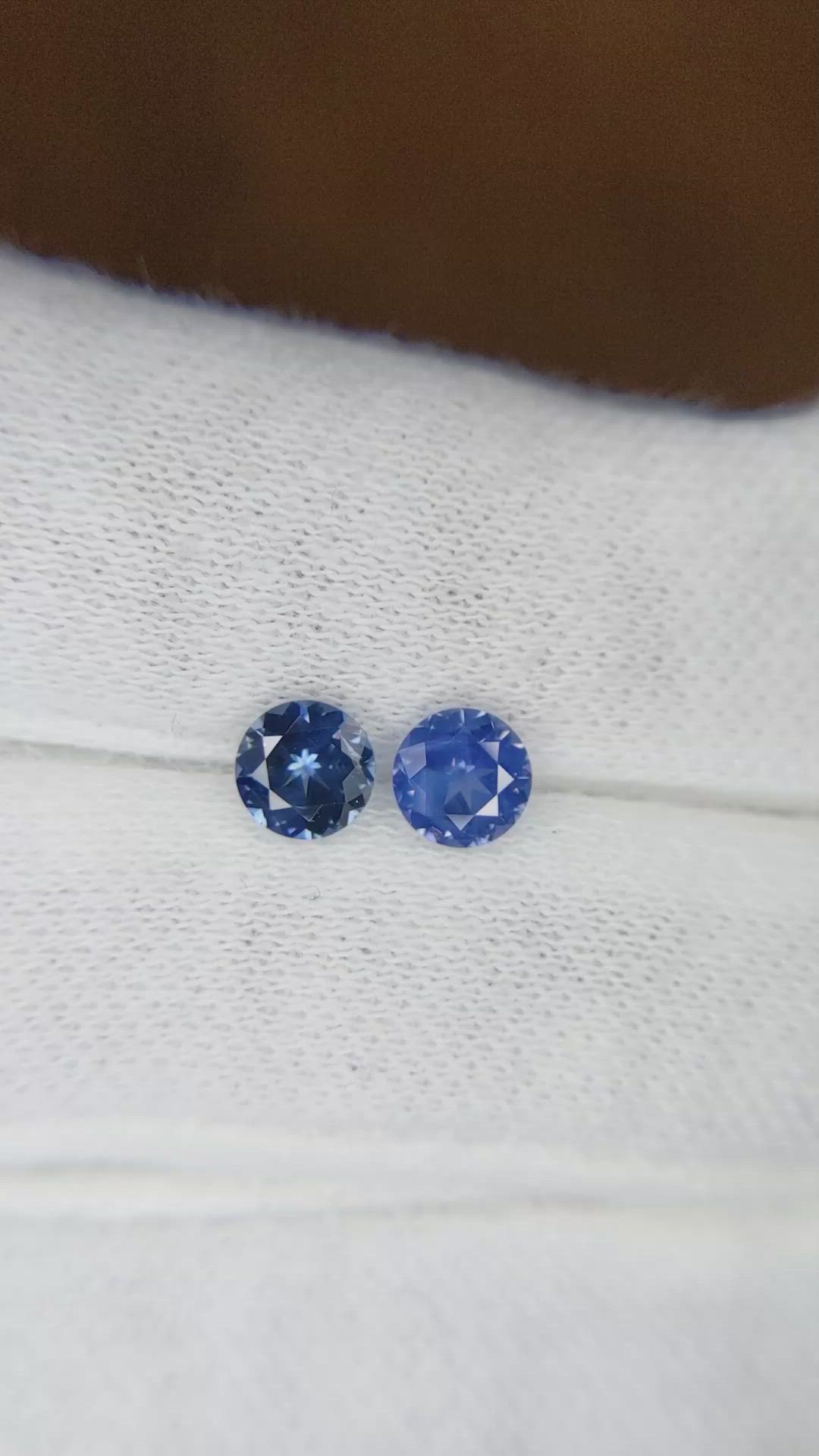 1.13 Ct.Tw.Total Carat Weight Blue Sapphire Pair from Ceylon (Sri Lanka) Size Video