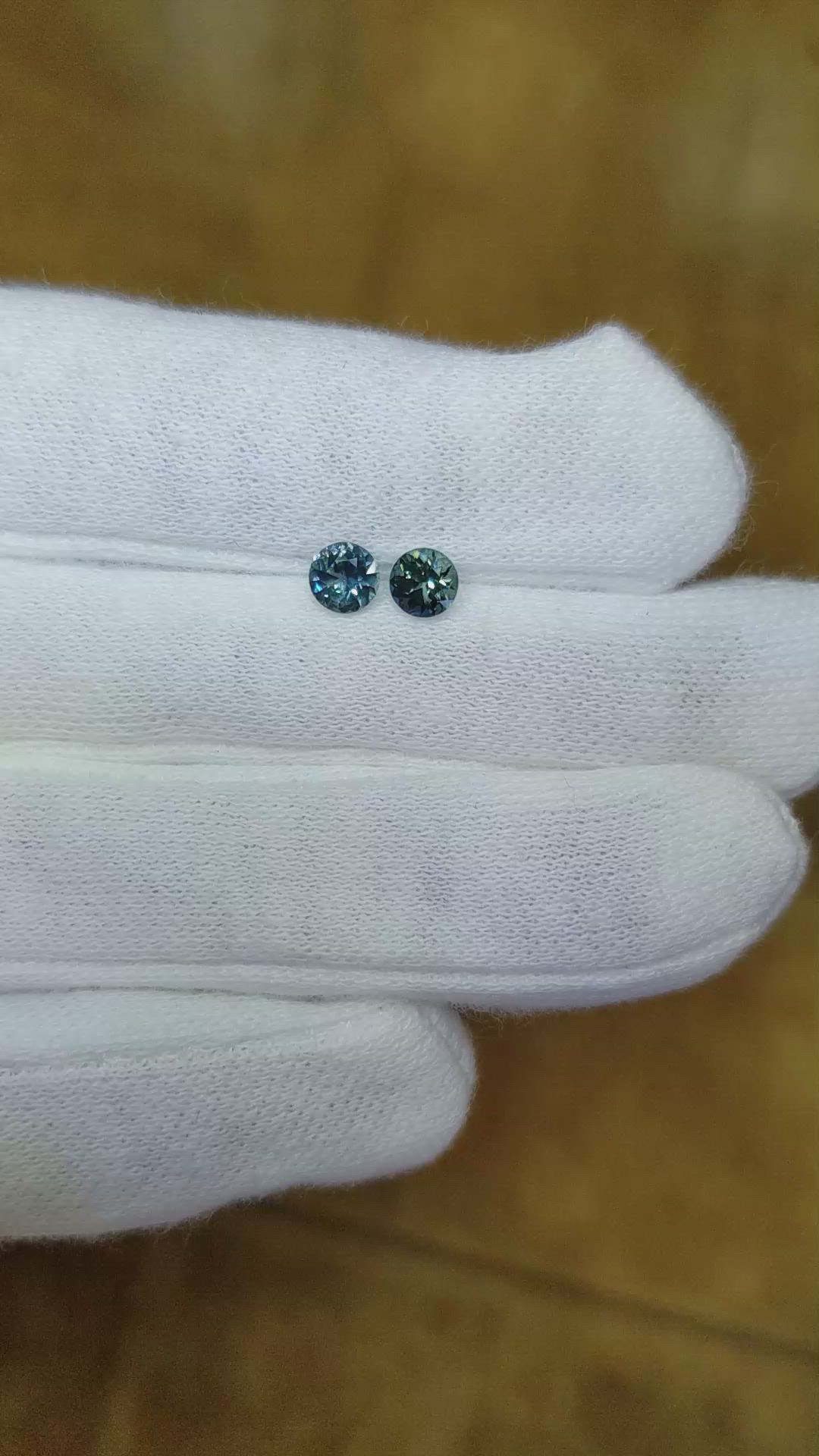 0.85&nbsp;Ct.Tw.Total Carat Weight Greenish Blue Sapphire Pair from Madagascar Size Video