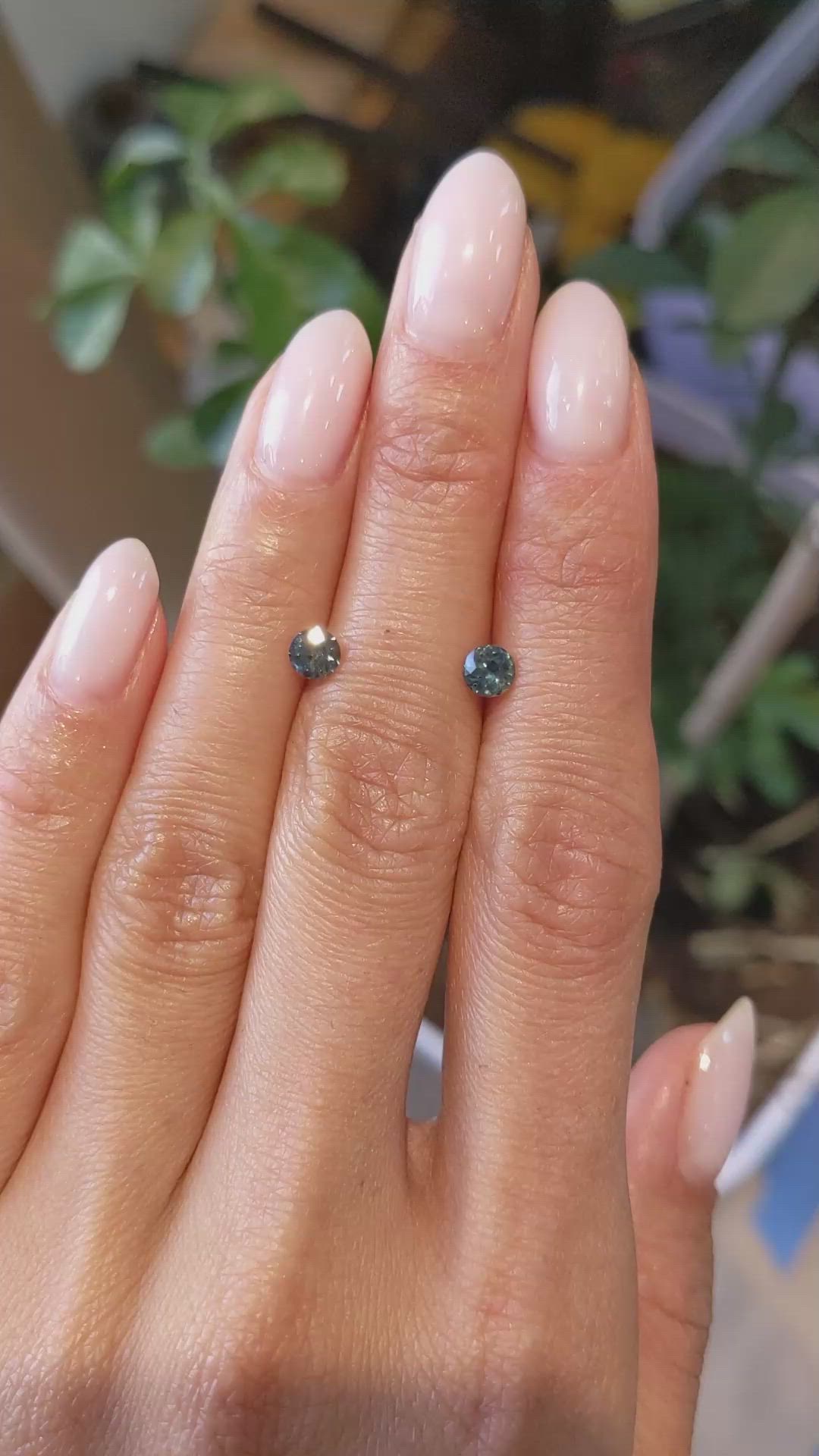 0.85 Ct.Tw.Total Carat Weight Greenish Blue Sapphire Pair from Madagascar Size Video