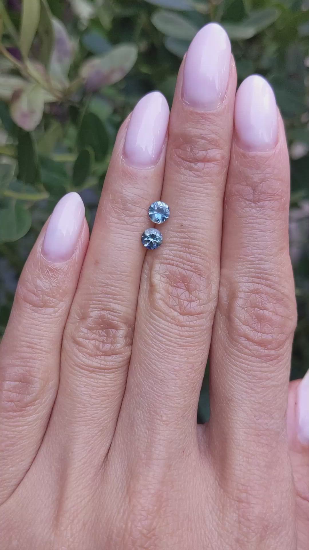 0.85 Ct.Tw.Total Carat Weight Greenish Blue Sapphire Pair from Madagascar Size Video