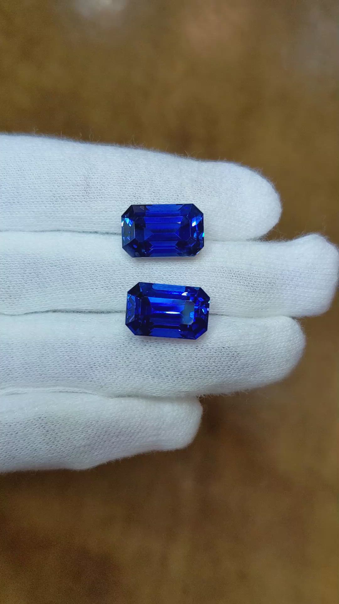 21.21 Ct.Tw.Total Carat Weight Blue Sapphire Pair from Ceylon (Sri Lanka) Size Video