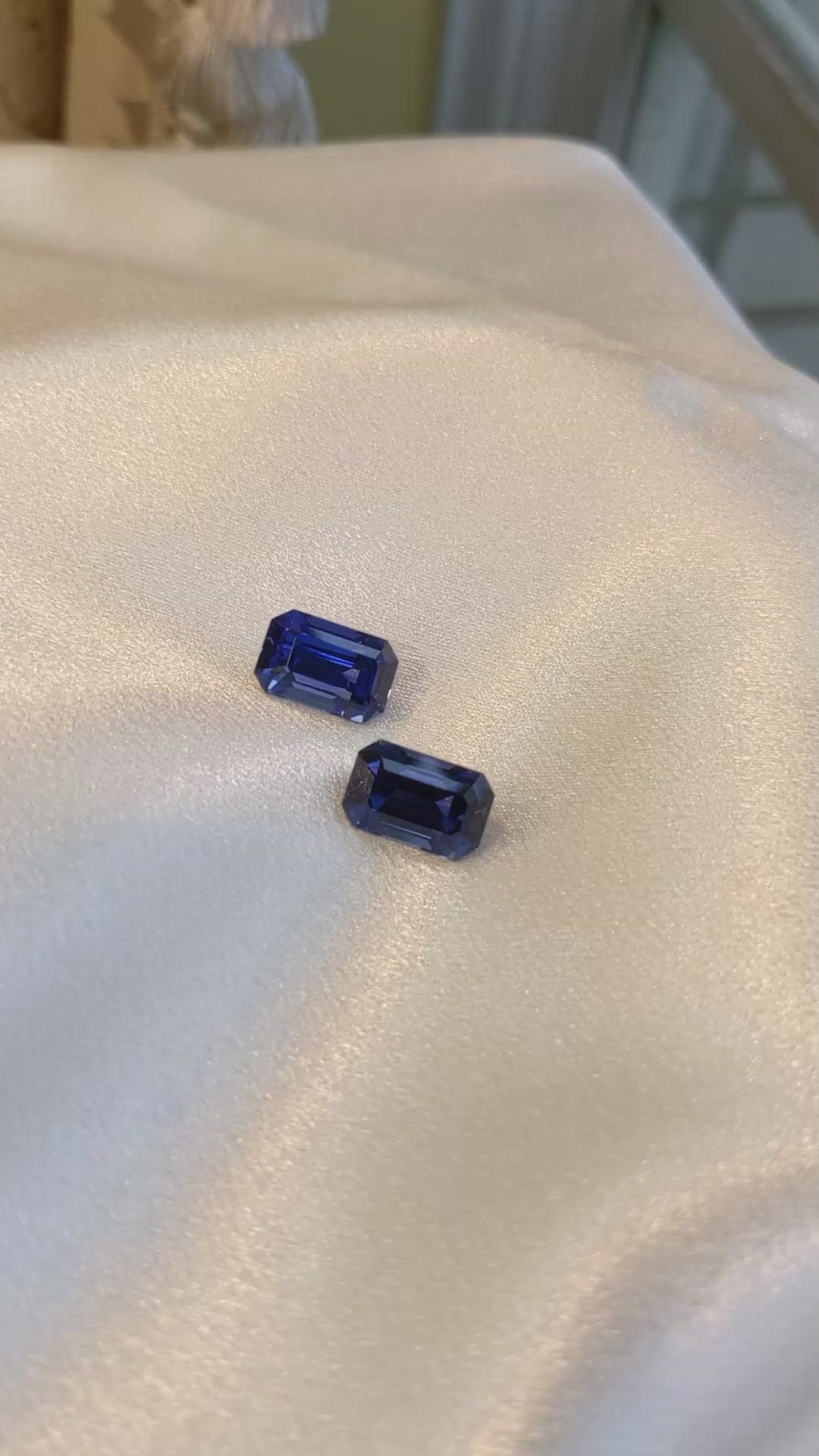 21.21 Ct.Tw.Total Carat Weight Blue Sapphire Pair from Ceylon (Sri Lanka) Size Video