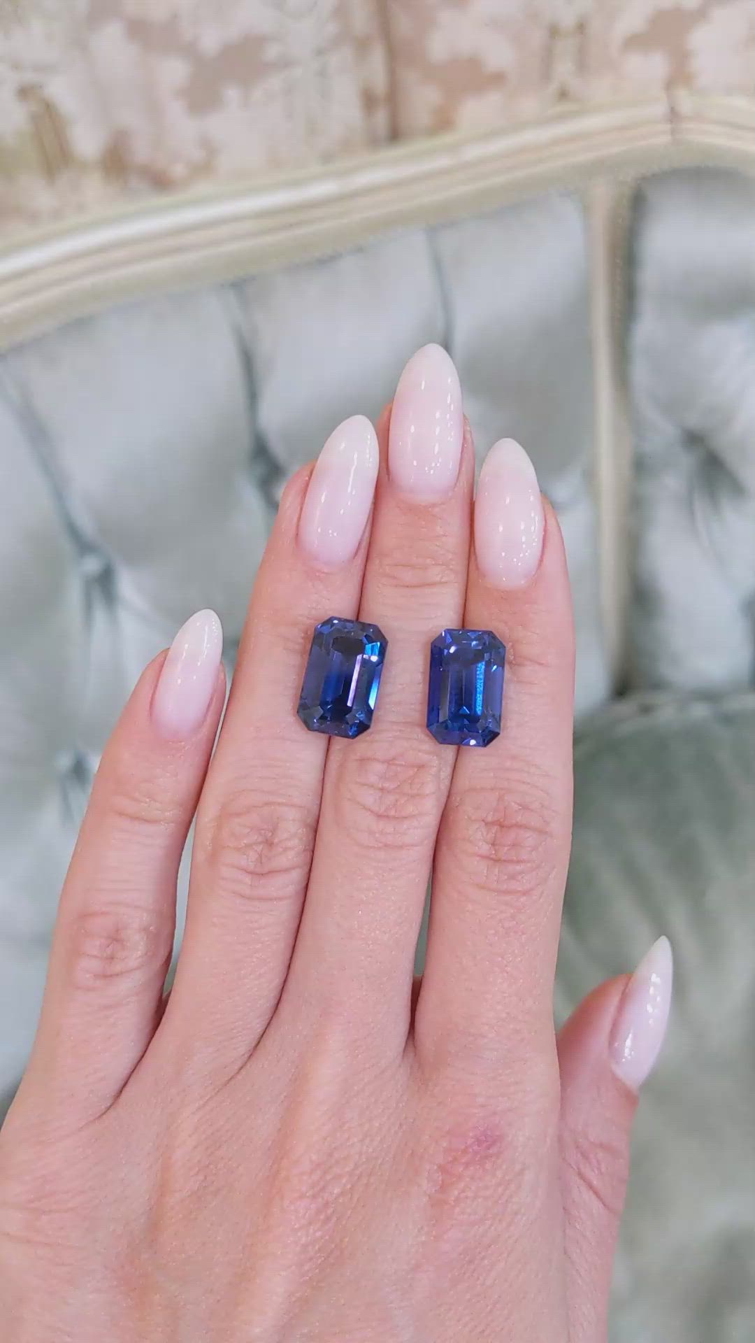 21.21 Ct.Tw.Total Carat Weight Blue Sapphire Pair from Ceylon (Sri Lanka) Size Video