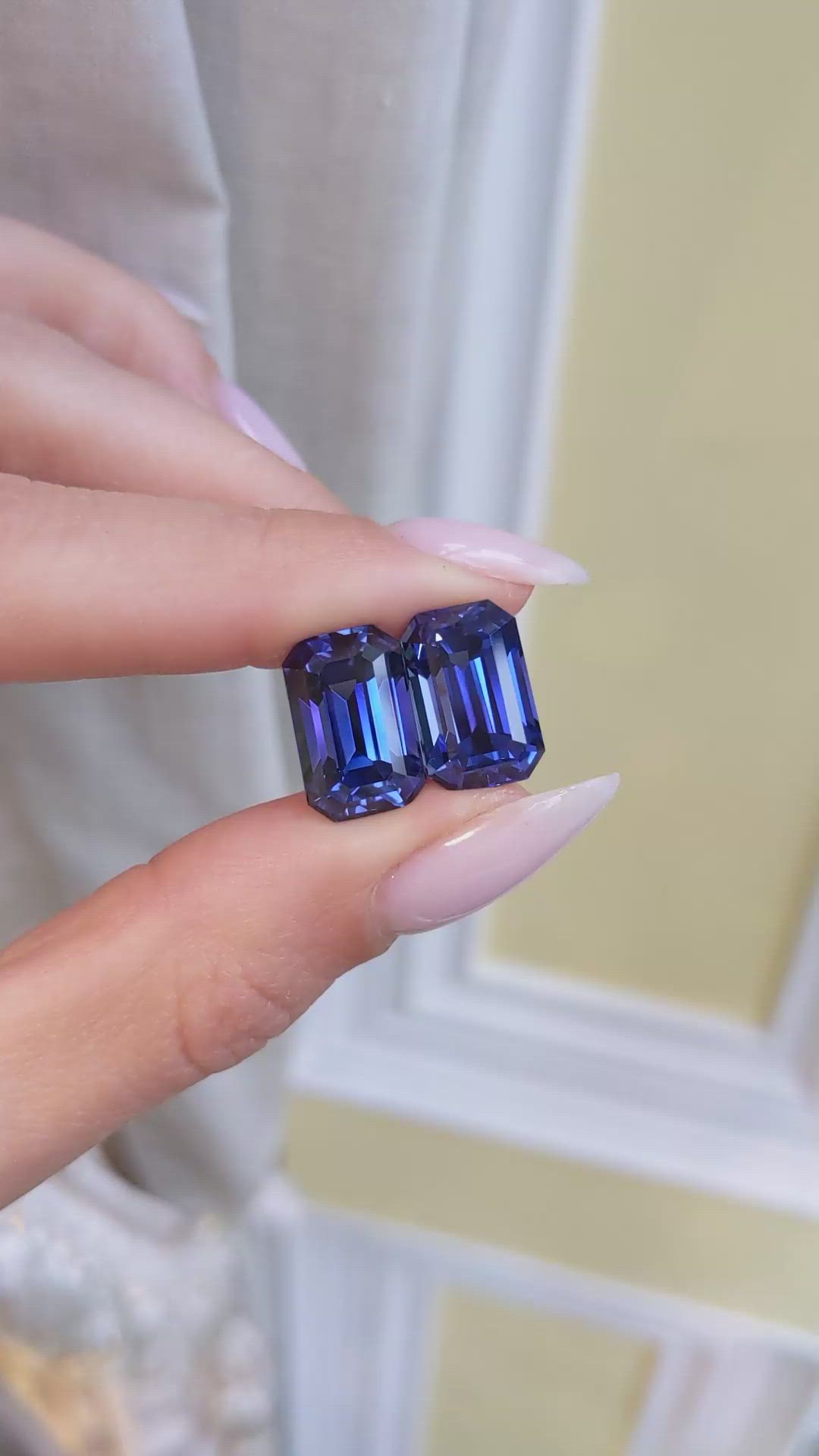 21.21 Ct.Tw.Total Carat Weight Blue Sapphire Pair from Ceylon (Sri Lanka) Size Video
