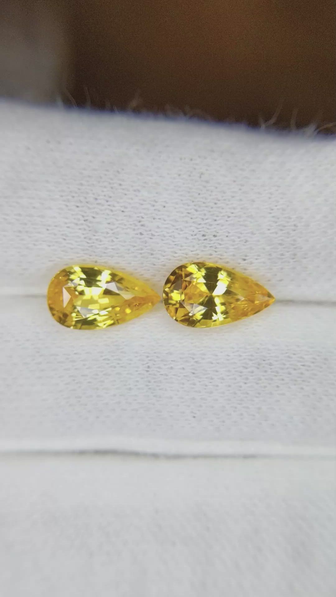 4.11 Ct.Tw.Total Carat Weight Yellow Sapphire Pair from Ceylon (Sri Lanka) Size Video