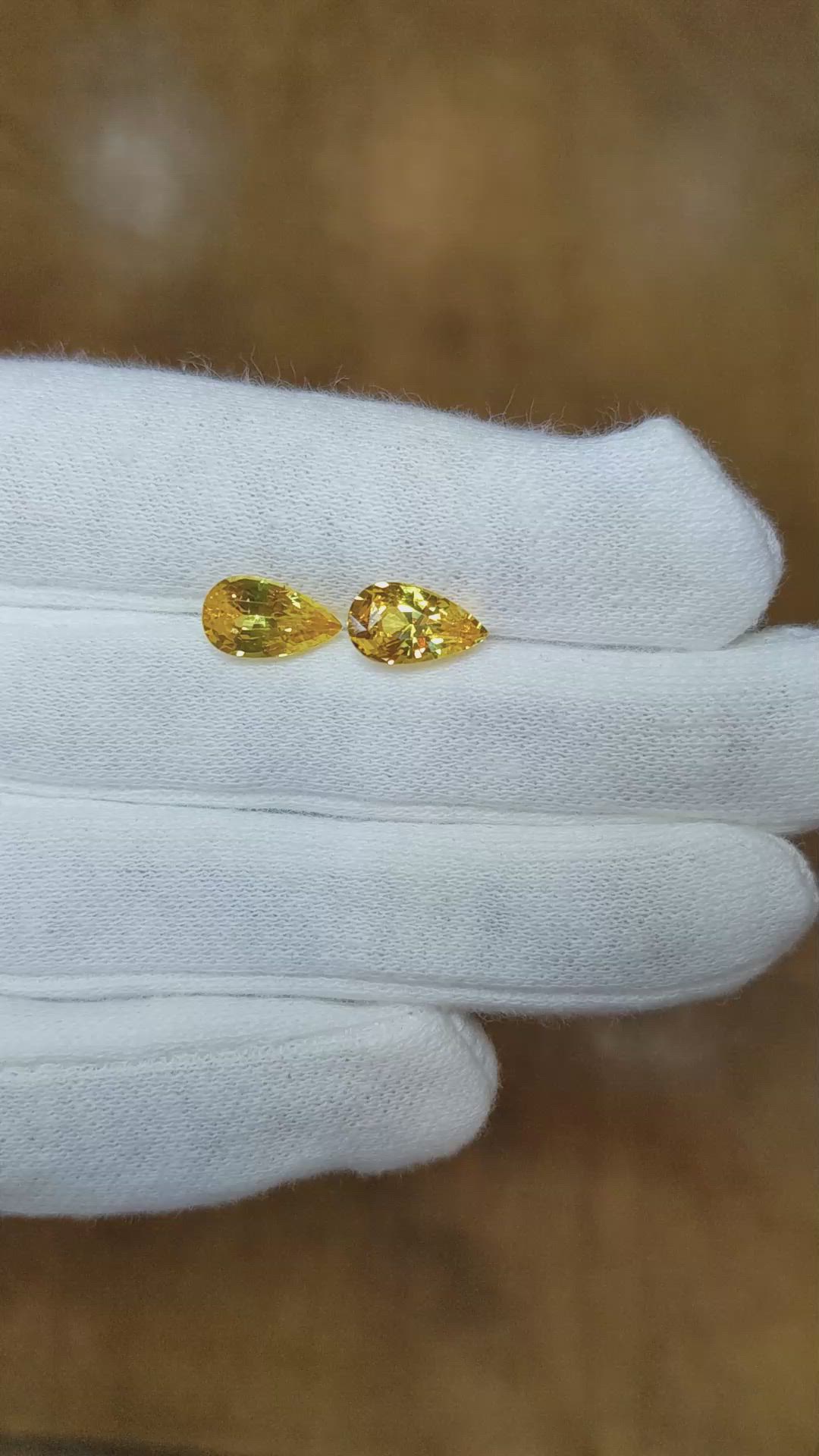 4.11 Ct.Tw.Total Carat Weight Yellow Sapphire Pair from Ceylon (Sri Lanka) Size Video