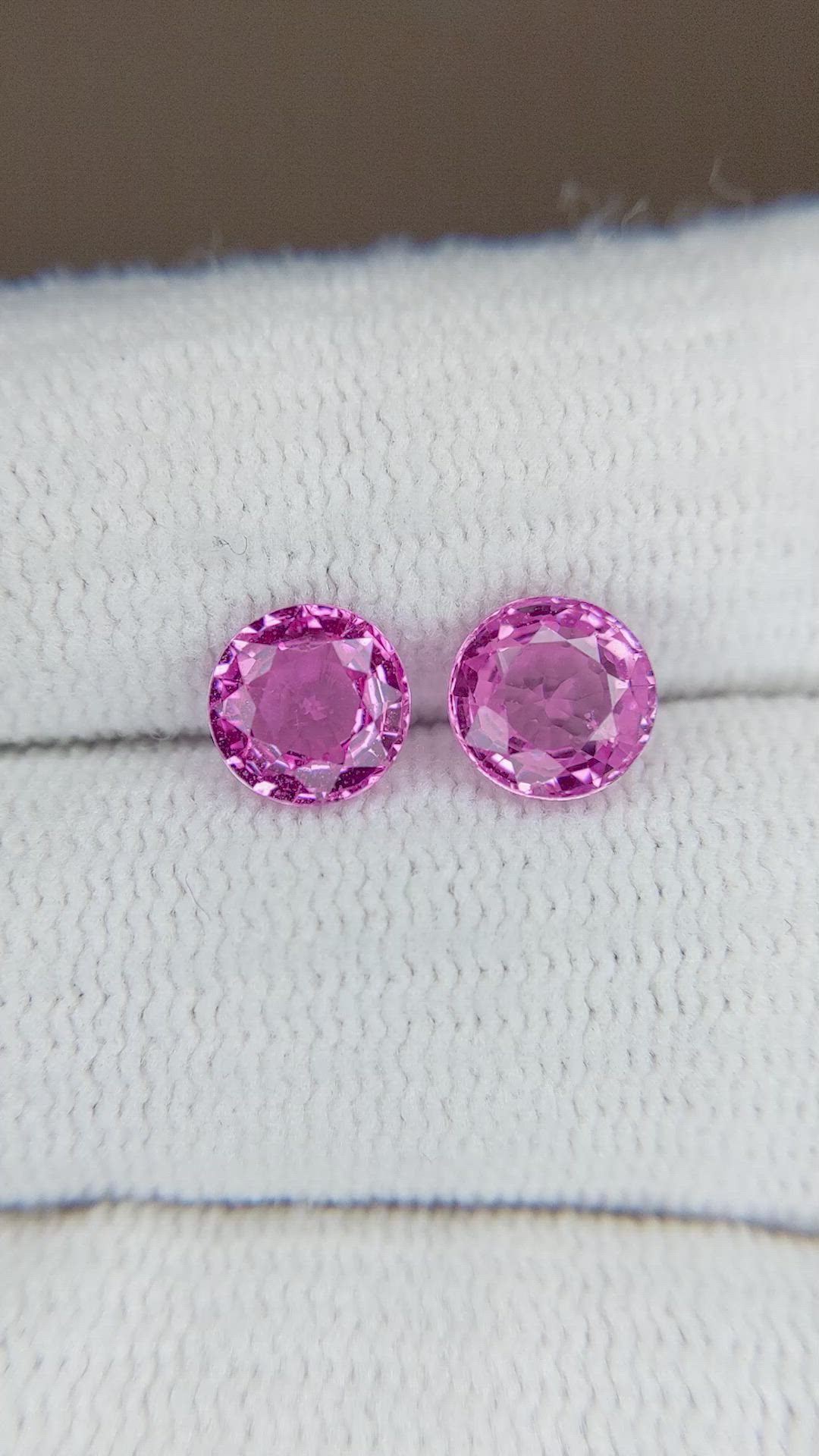 2.17 Ct.Tw.Total Carat Weight Pink Sapphire Pair from Ceylon (Sri Lanka) Size Video