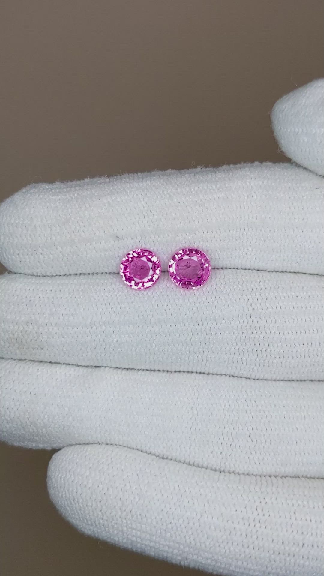 2.17 Ct.Tw.Total Carat Weight Pink Sapphire Pair from Ceylon (Sri Lanka) Size Video