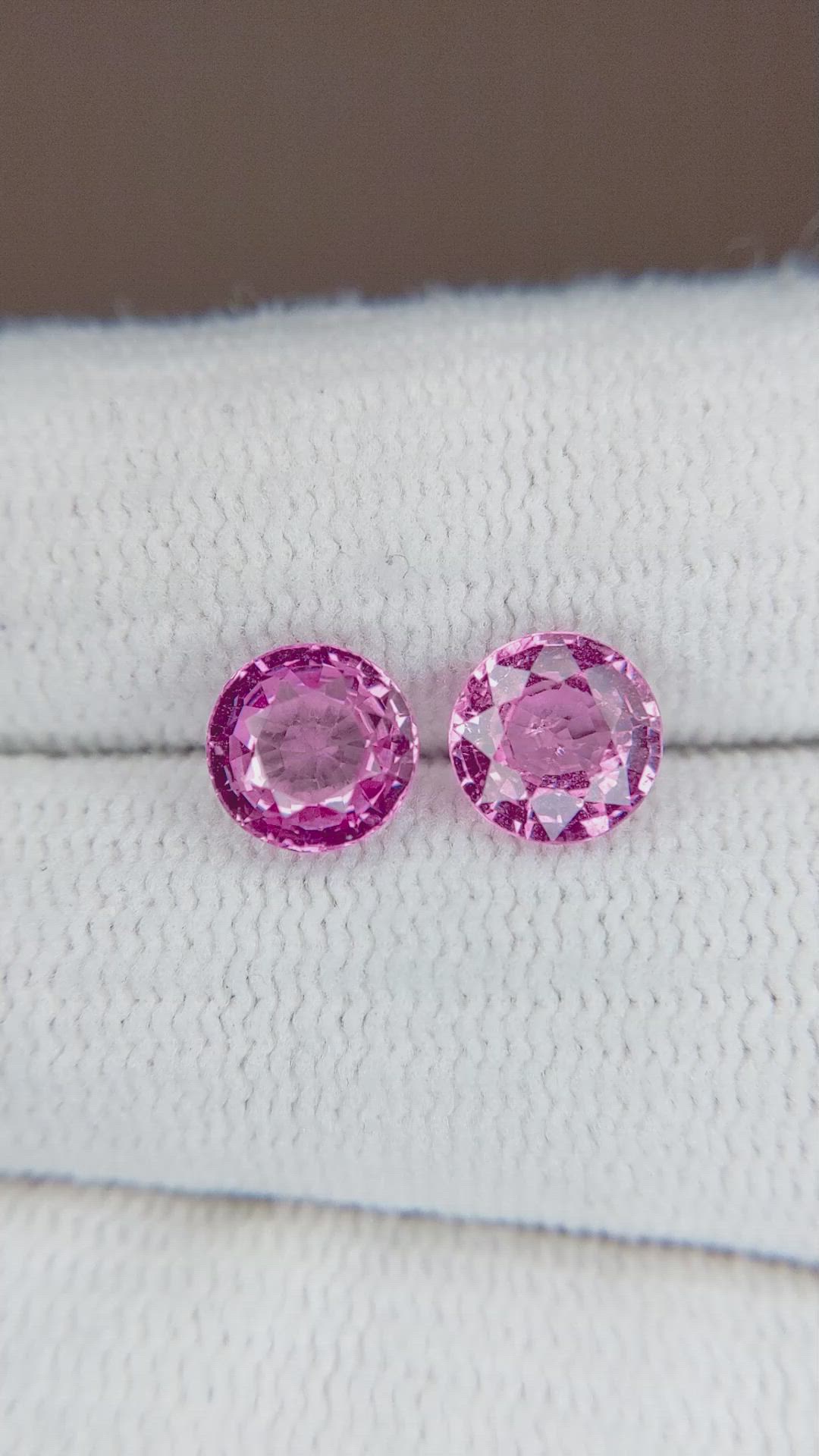 2.59 Ct.Tw.Total Carat Weight Pink Sapphire Pair from Ceylon (Sri Lanka) Size Video