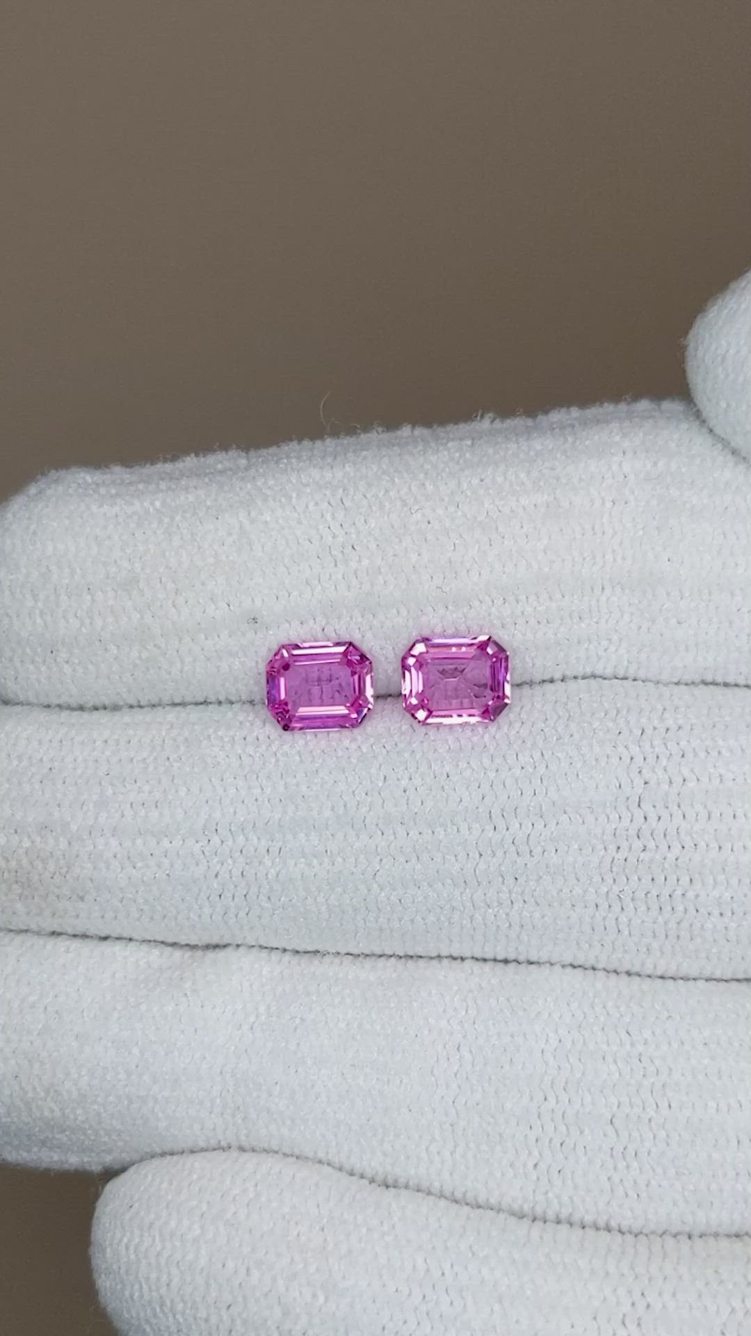 1.60 Ct.Tw.Total Carat Weight Pink Sapphire Pair from Ceylon (Sri Lanka) Size Video