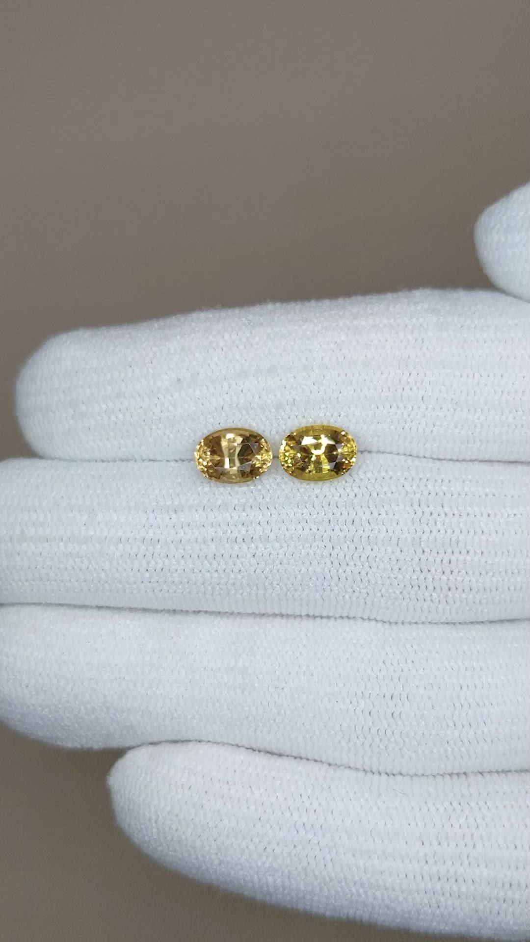 2.65 Ct.Tw.Total Carat Weight Yellow Sapphire Pair from Ceylon (Sri Lanka) Size Video
