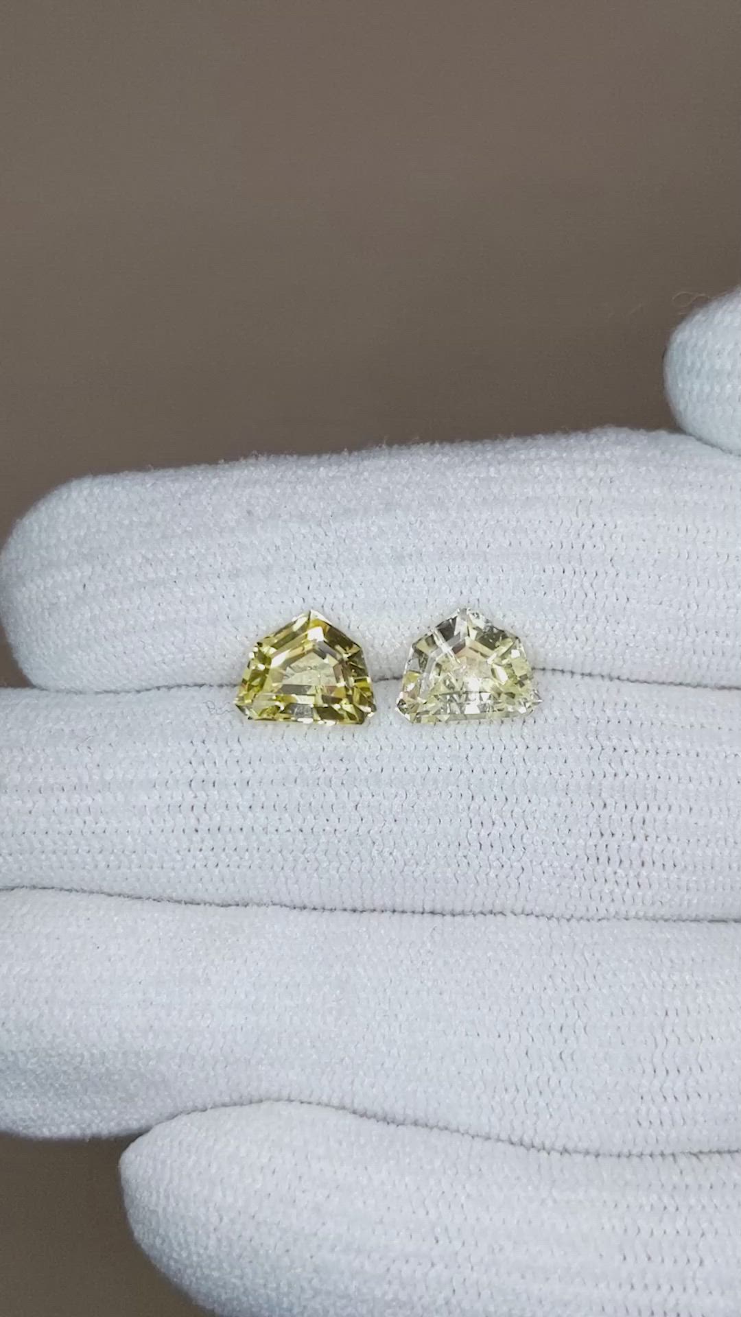 4.40 Ct.Tw.Total Carat Weight Yellow Sapphire Pair from Ceylon (Sri Lanka) Size Video