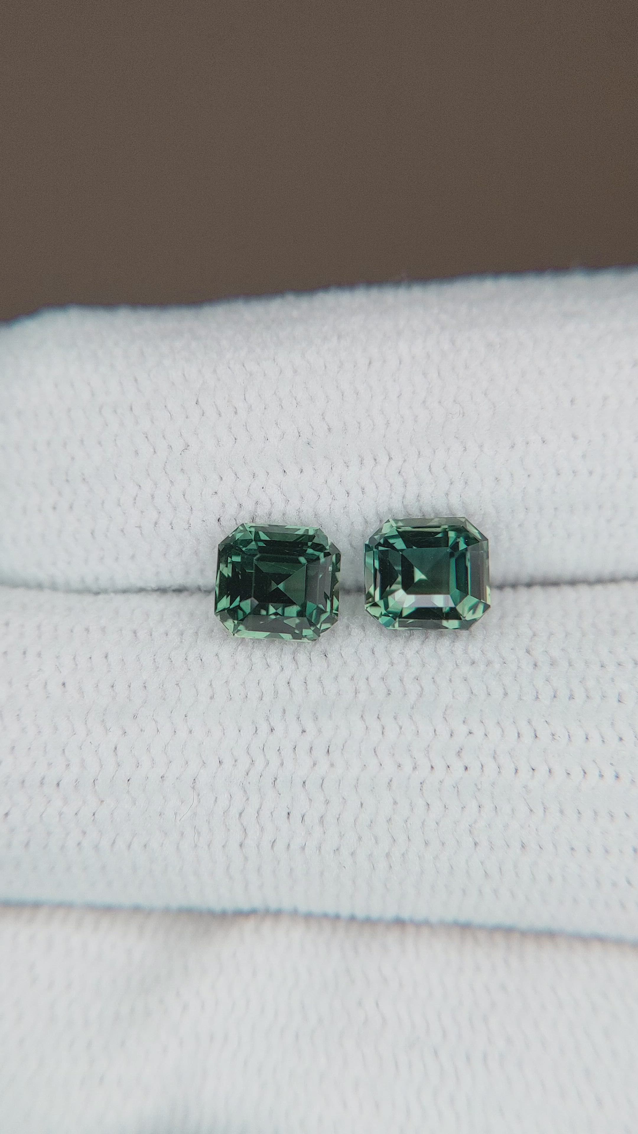 2.08 Ct.Tw.Total Carat Weight Bluish Green Sapphire Pair from Ceylon (Sri Lanka) Size Video
