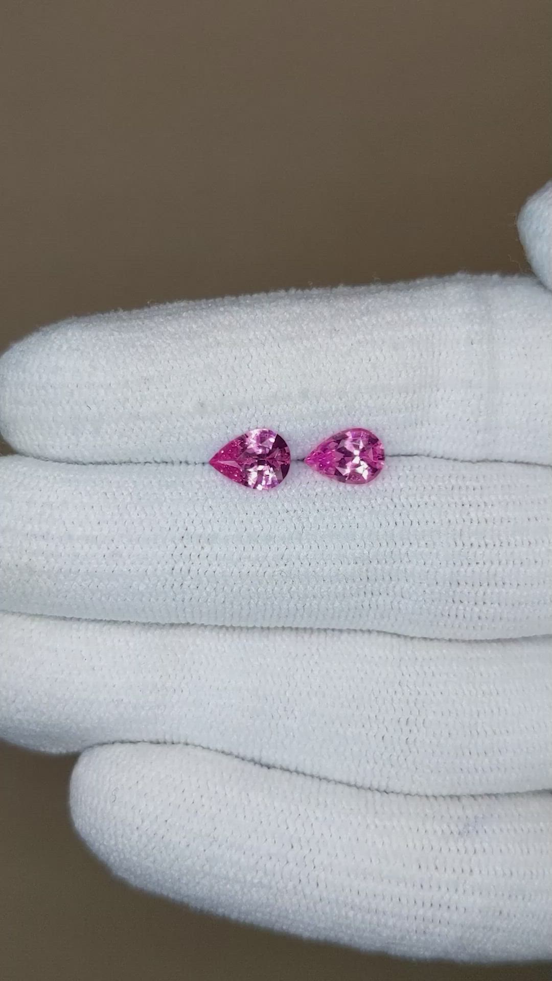 1.35 Ct.Tw.Total Carat Weight Pink Sapphire Pair from Ceylon (Sri Lanka) Size Video