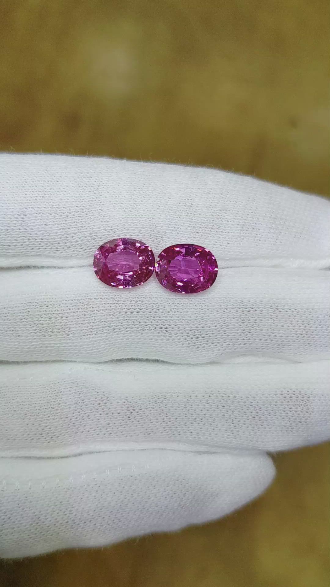 6.85&nbsp;Ct.Tw.Total Carat Weight Pink Sapphire Pair from Ceylon (Sri Lanka) Size Video