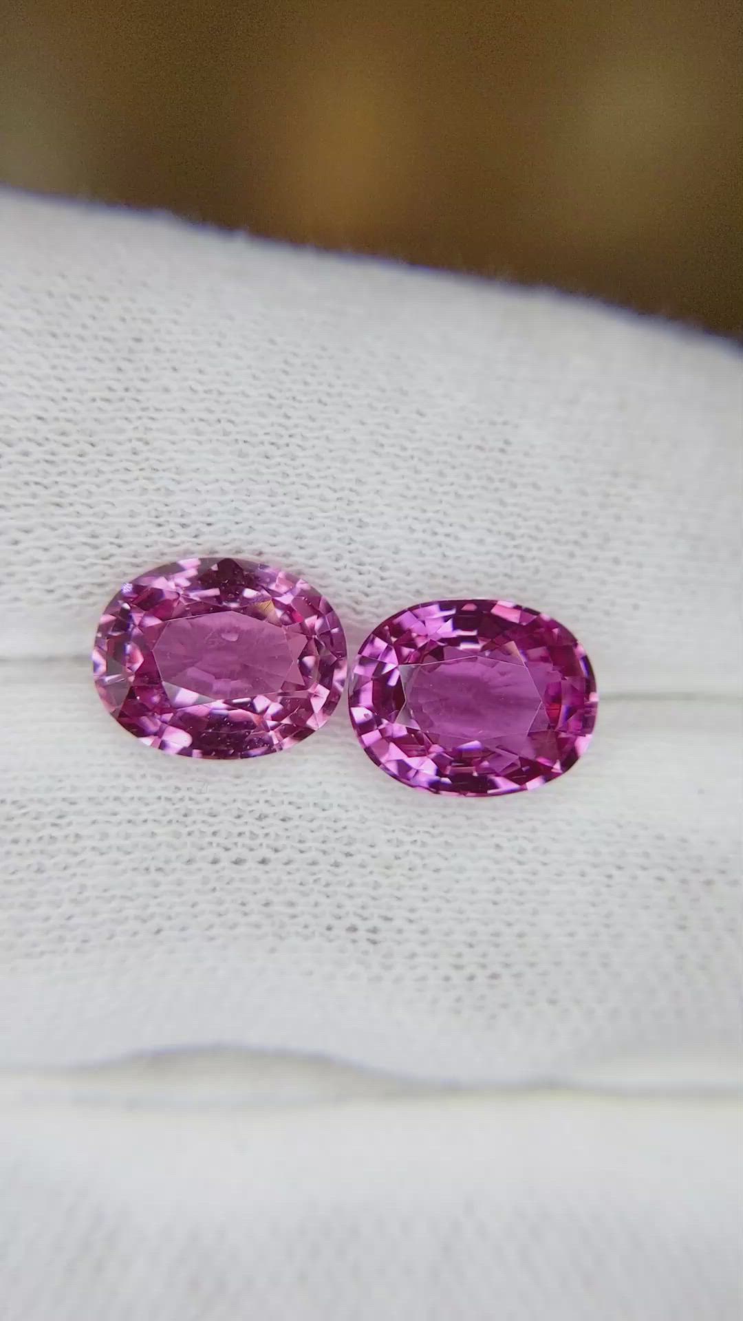 6.85&nbsp;Ct.Tw.Total Carat Weight Pink Sapphire Pair from Ceylon (Sri Lanka) Size Video